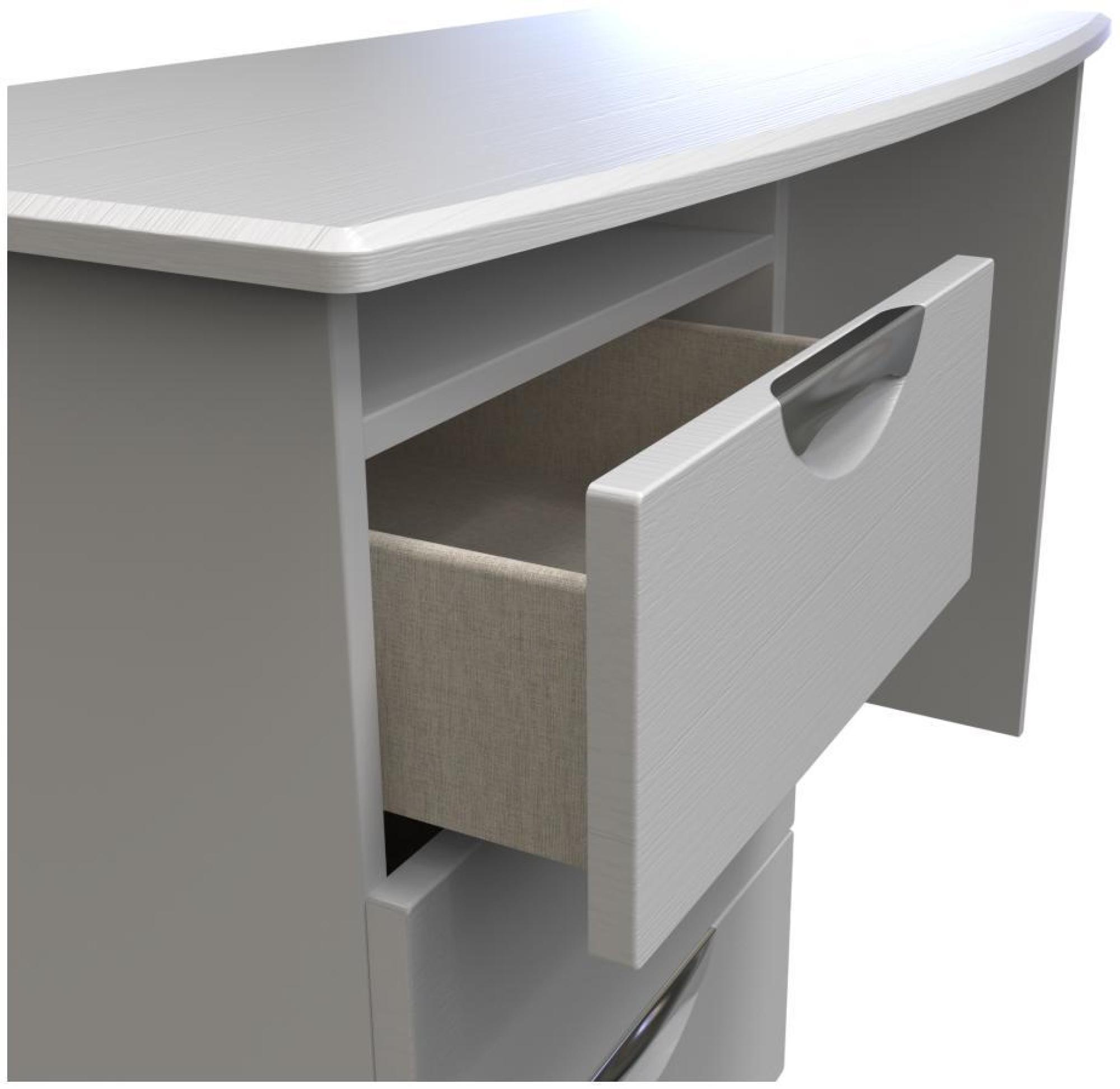 Product photograph of Flora Grey Ash 3 Drawer Desk from Choice Furniture Superstore.