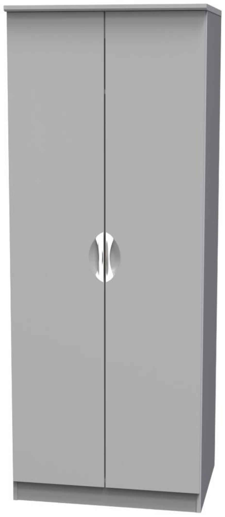 Product photograph of Flora Grey Ash 2 Door Plain Tall Wardrobe from Choice Furniture Superstore.