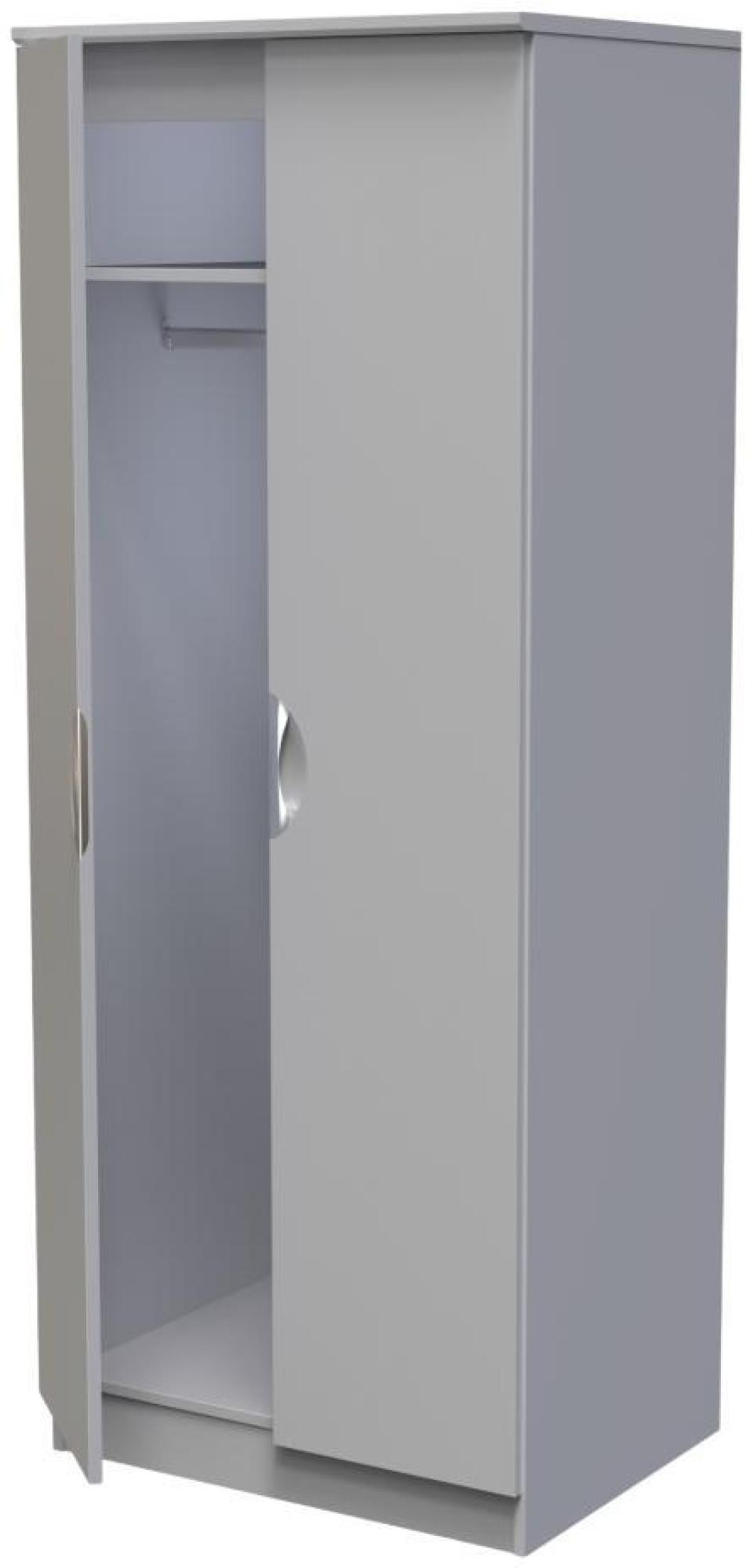 Product photograph of Flora Grey Ash 2 Door Plain Tall Wardrobe from Choice Furniture Superstore.