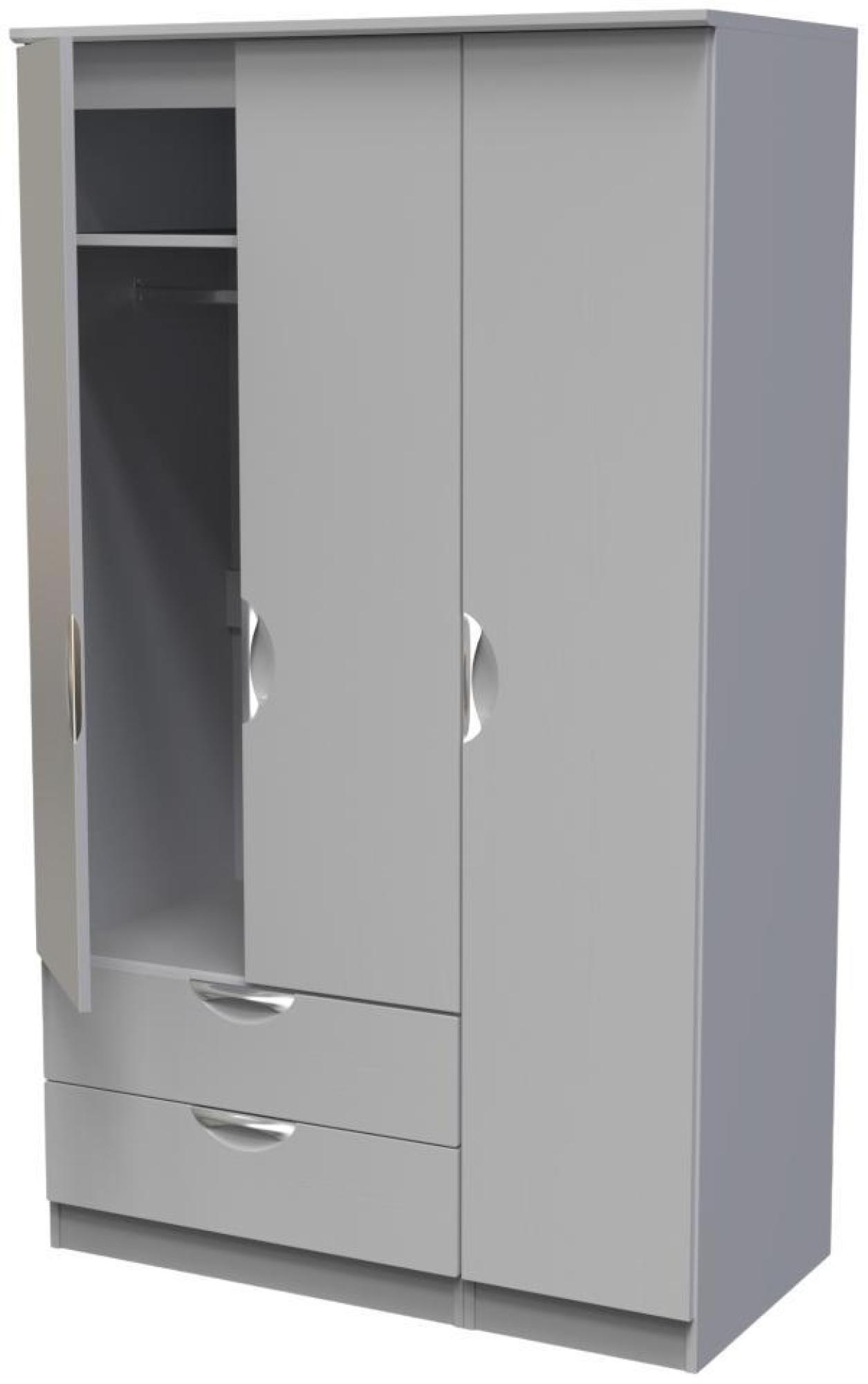 Product photograph of Flora Grey Ash 3 Door Triple Wardrobe - Lhf 2 Drawers from Choice Furniture Superstore.