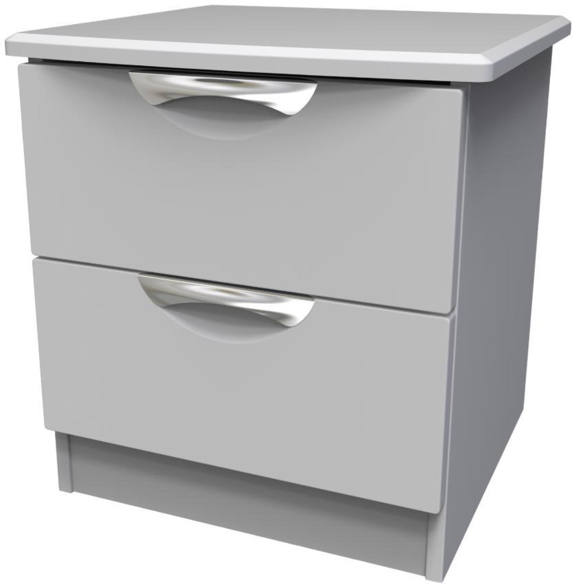 Product photograph of Flora Grey 2 Drawer Bedside Cabinet from Choice Furniture Superstore.