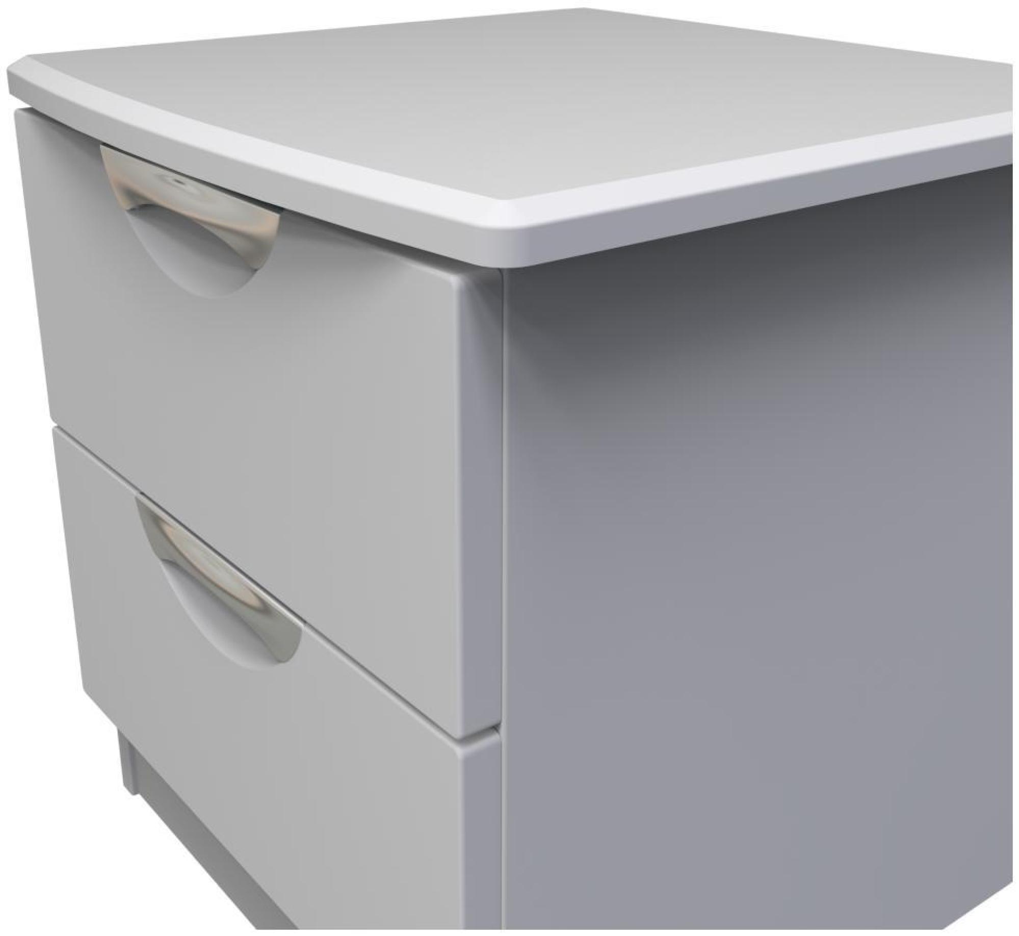 Product photograph of Flora Grey 2 Drawer Bedside Cabinet from Choice Furniture Superstore.