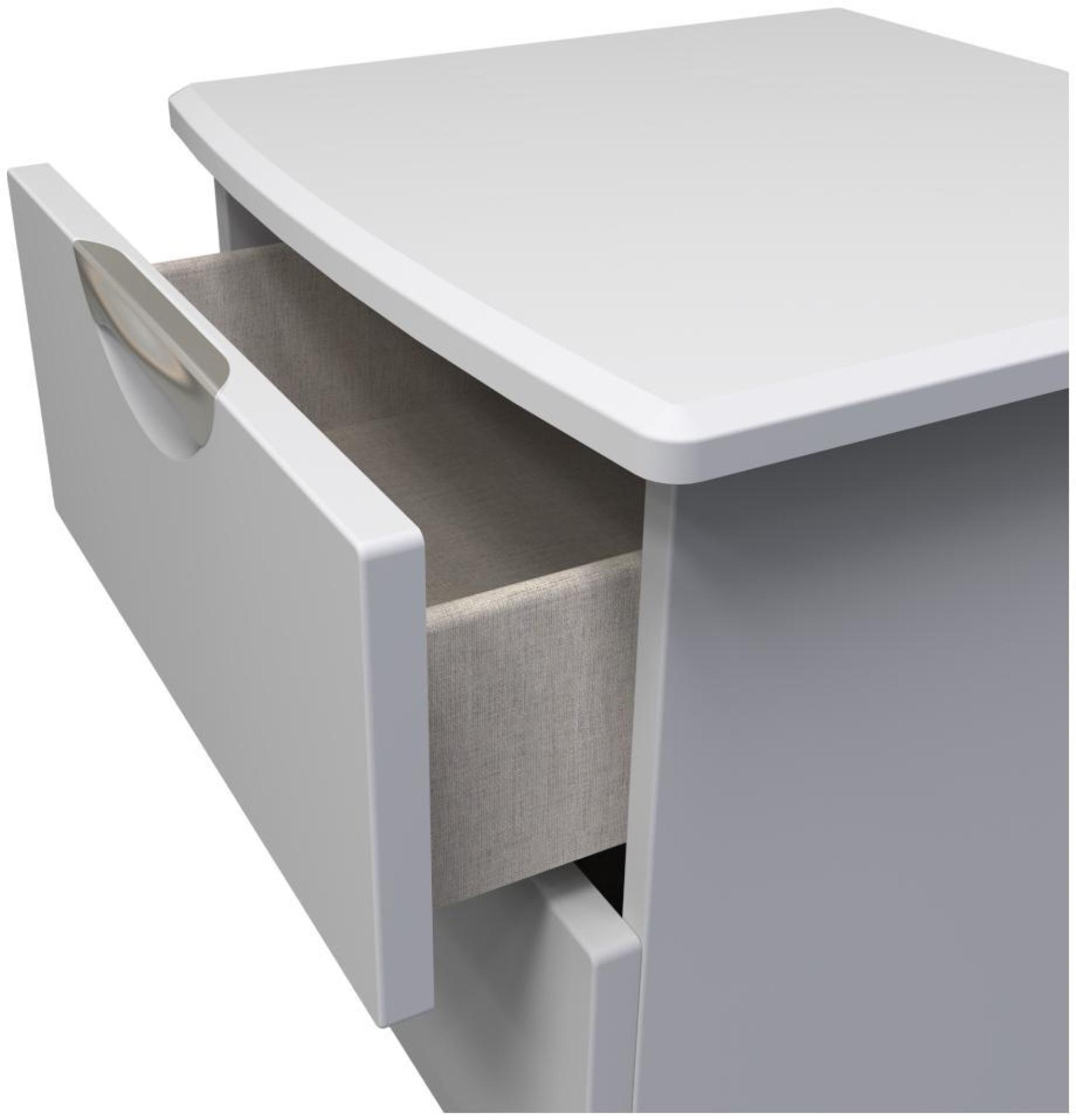Product photograph of Flora Grey 2 Drawer Bedside Cabinet from Choice Furniture Superstore.