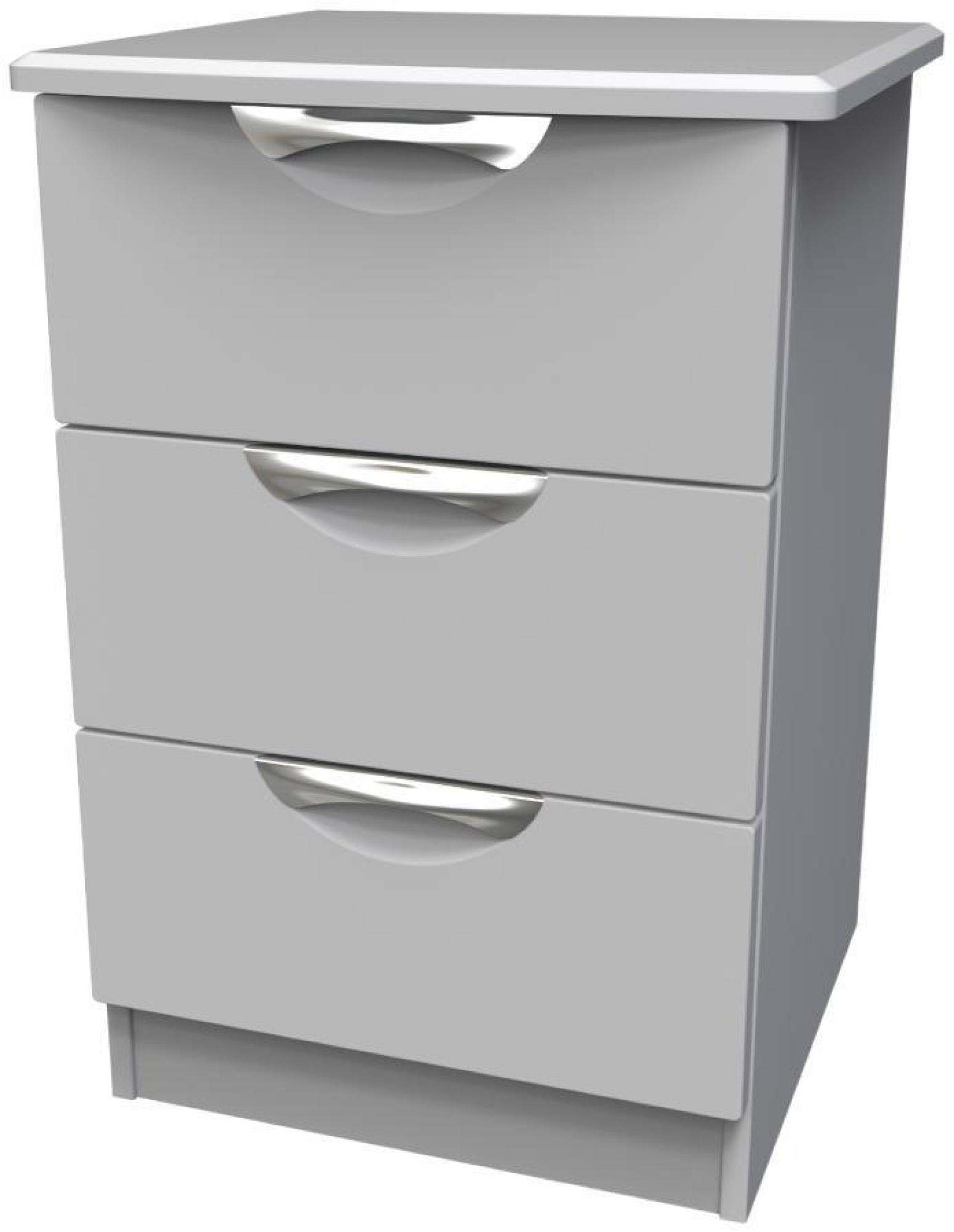 Product photograph of Flora Grey 3 Drawer Beside Cabinet from Choice Furniture Superstore.
