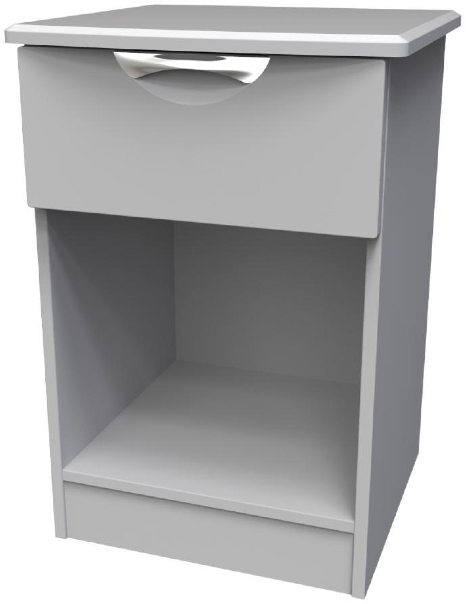 Product photograph of Flora Grey 1 Drawer Bedside Cabinet from Choice Furniture Superstore.