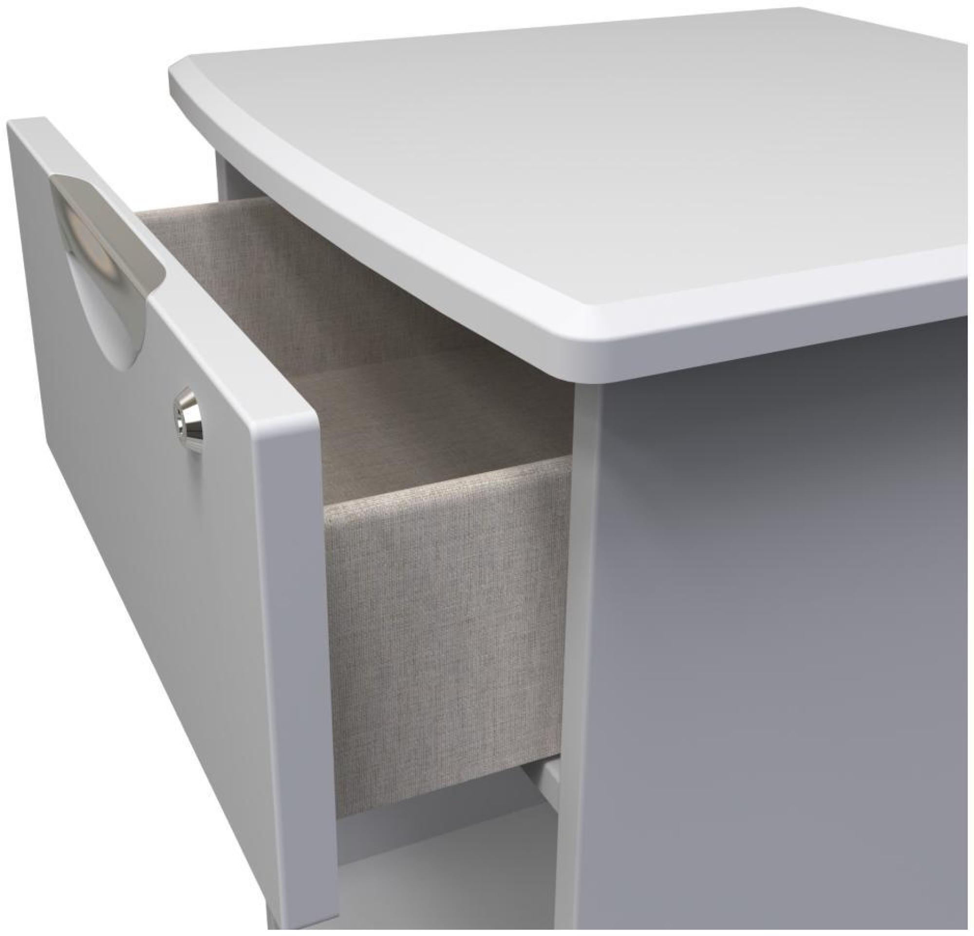 Product photograph of Flora Grey 1 Drawer Bedside Table With Lock from Choice Furniture Superstore.