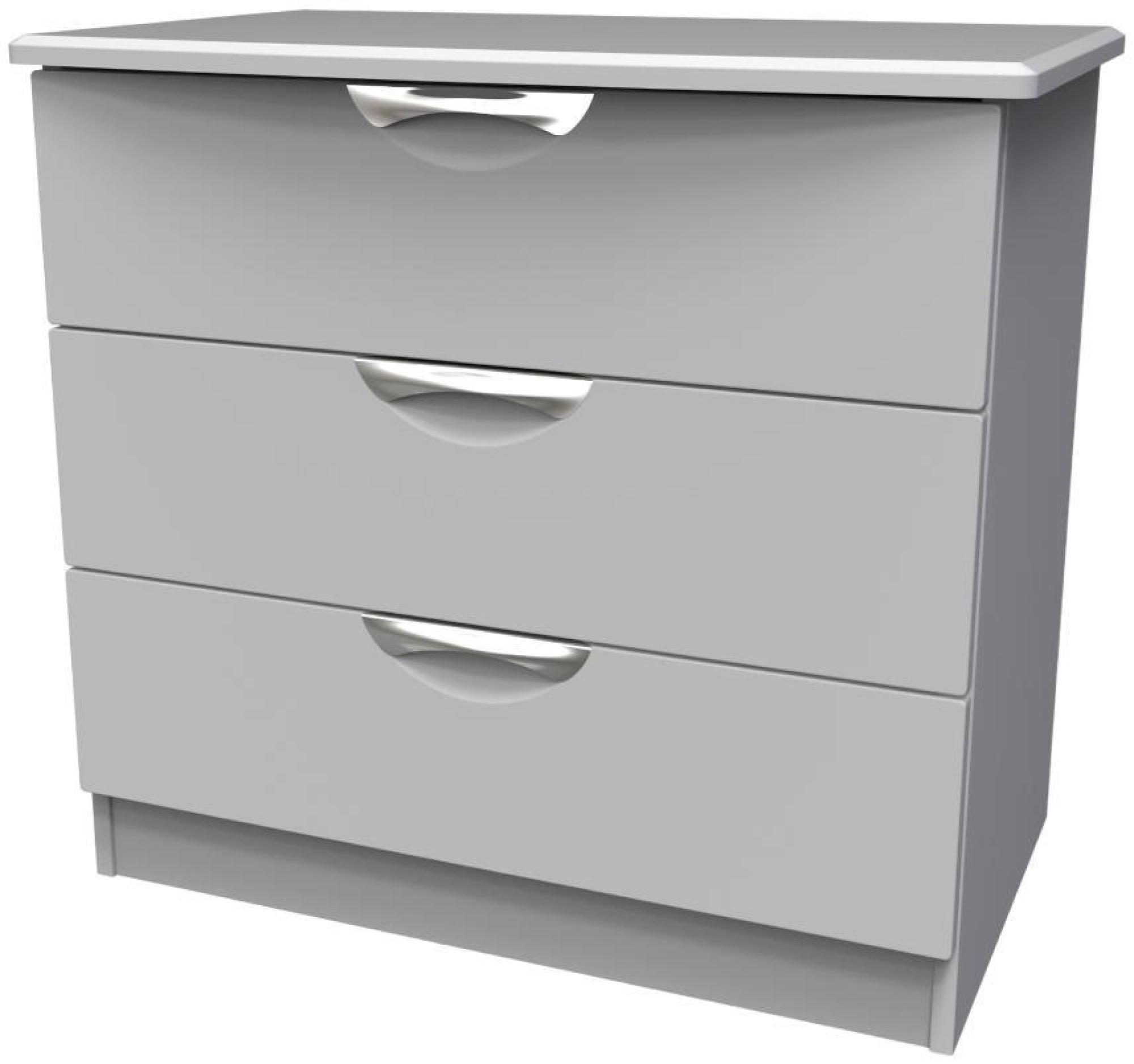 Product photograph of Flora Grey 3 Drawer Small Chest from Choice Furniture Superstore.