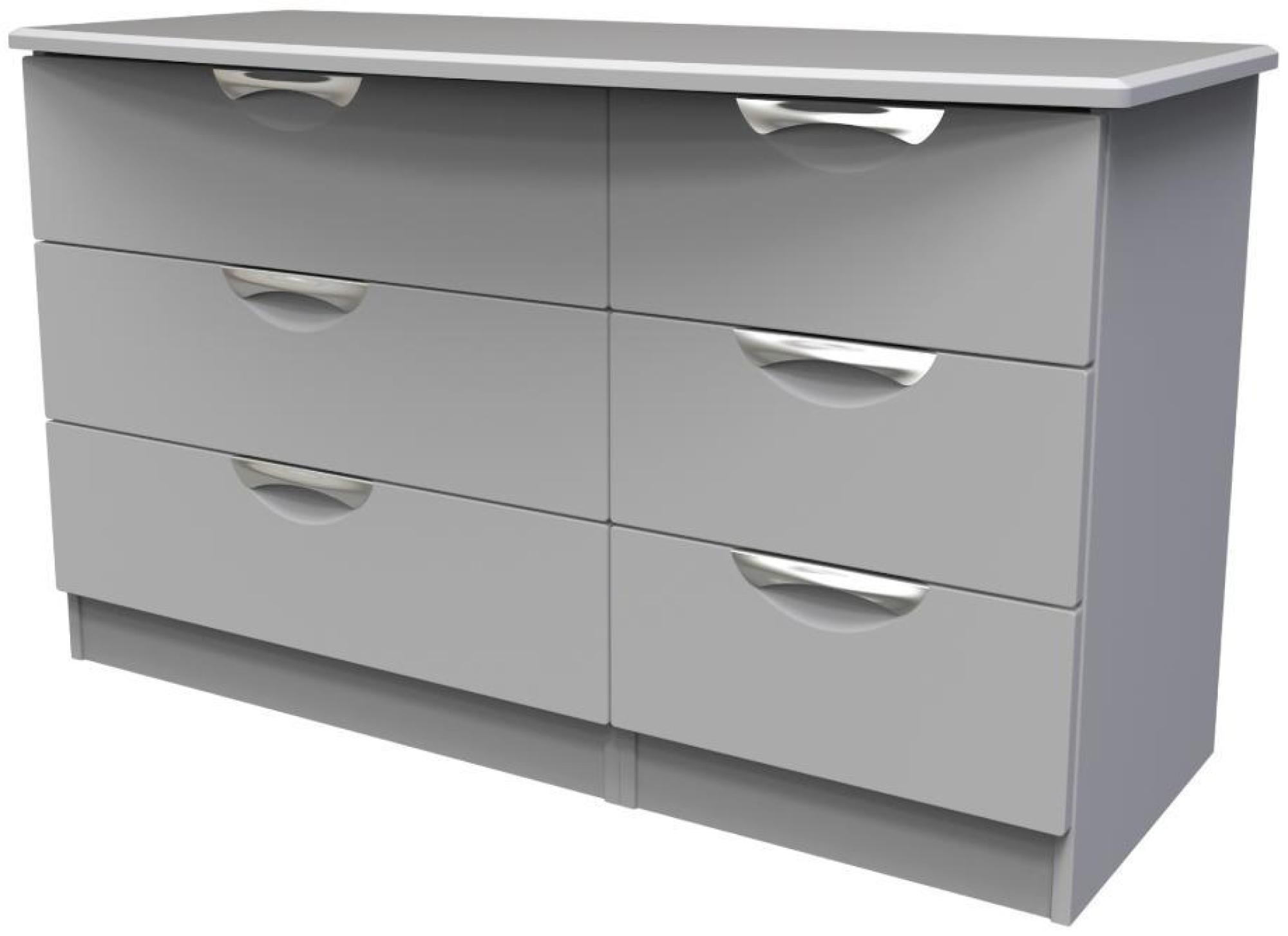 Product photograph of Flora Grey 6 Drawer Midi Dresser from Choice Furniture Superstore.