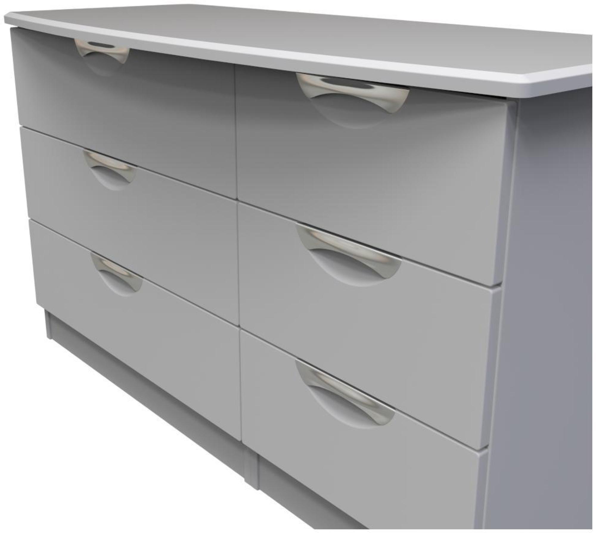 Product photograph of Flora Grey 6 Drawer Midi Dresser from Choice Furniture Superstore.