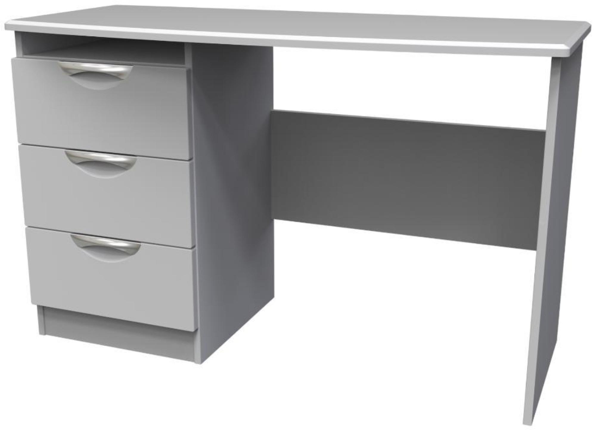 Product photograph of Flora Grey 3 Drawer Desk from Choice Furniture Superstore.