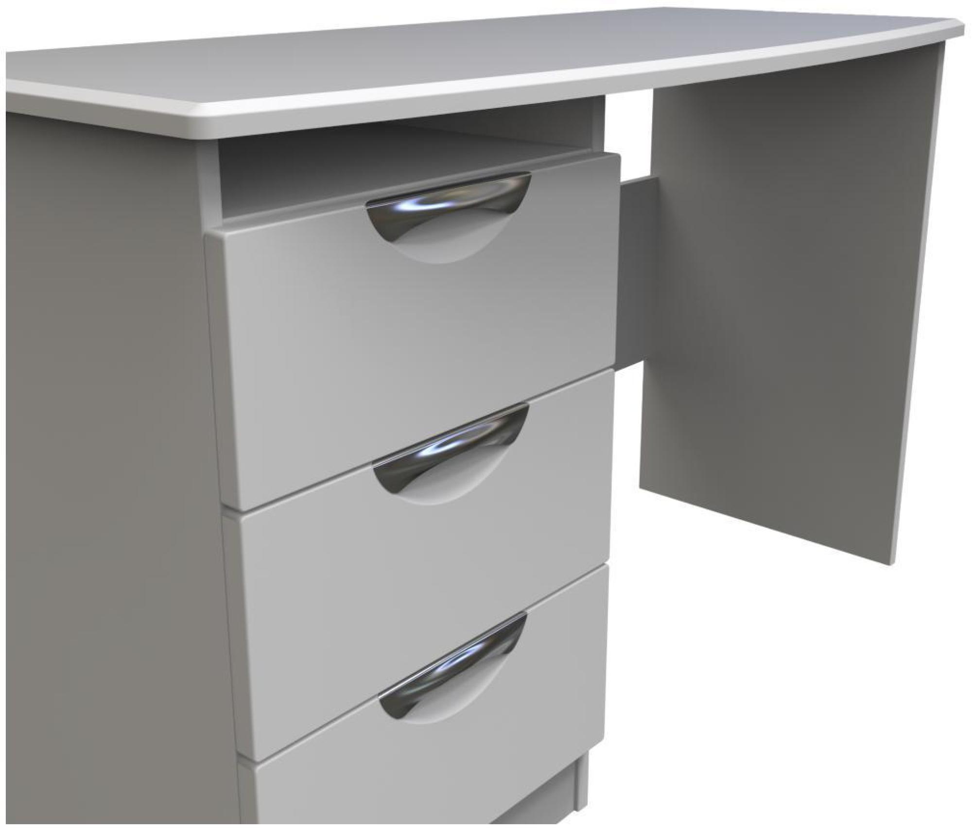 Product photograph of Flora Grey 3 Drawer Desk from Choice Furniture Superstore.