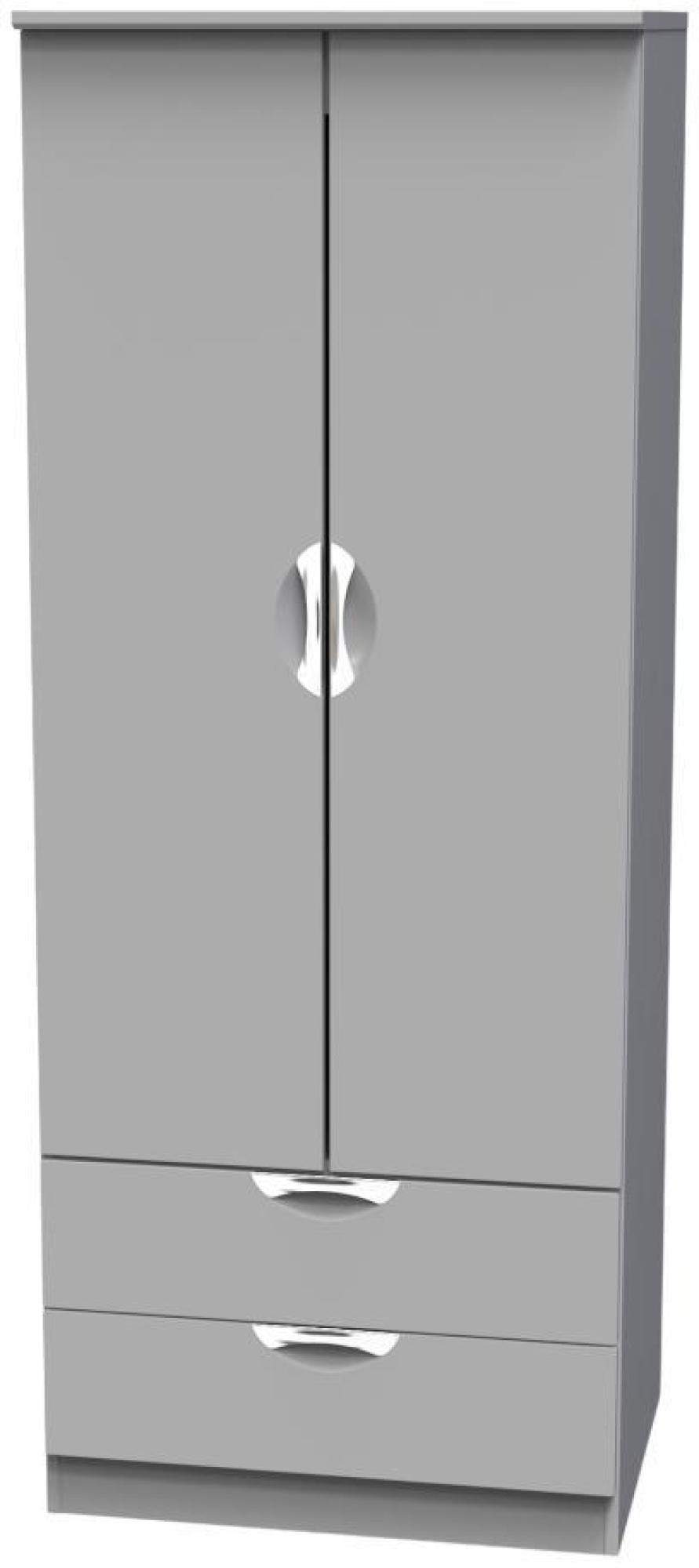 Product photograph of Flora Grey 2 Door 2 Drawer Double Wardrobe from Choice Furniture Superstore.