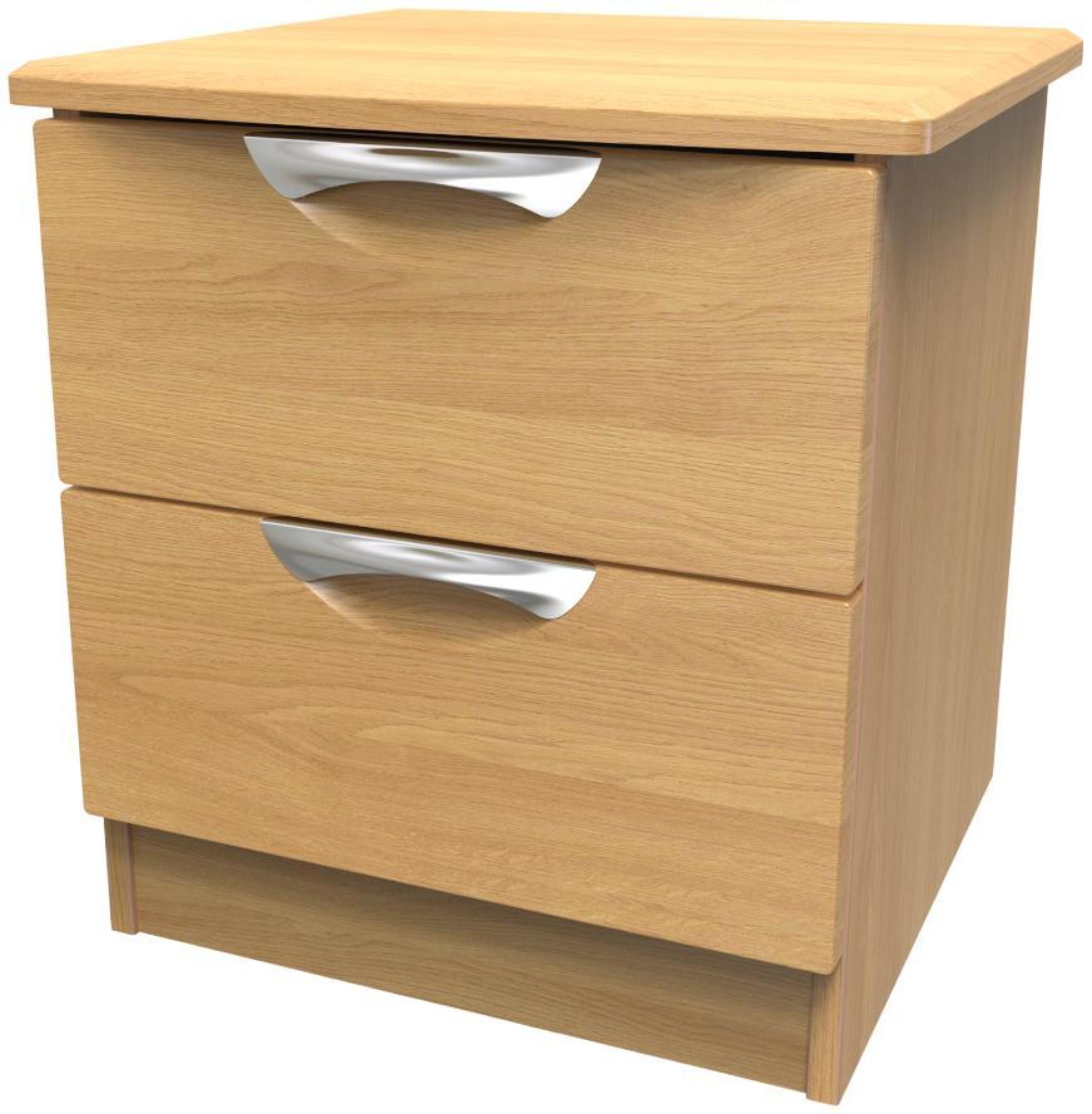 Product photograph of Flora Oak Effect 2 Drawer Bedside Cabinet from Choice Furniture Superstore.