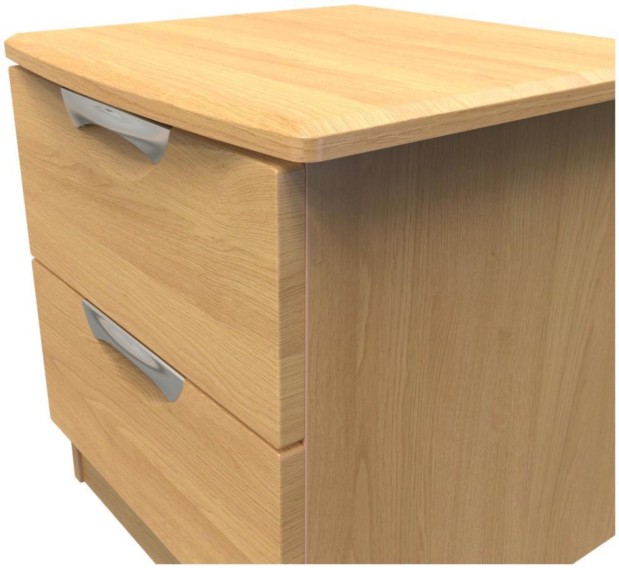 Product photograph of Flora Oak Effect 2 Drawer Bedside Cabinet from Choice Furniture Superstore.