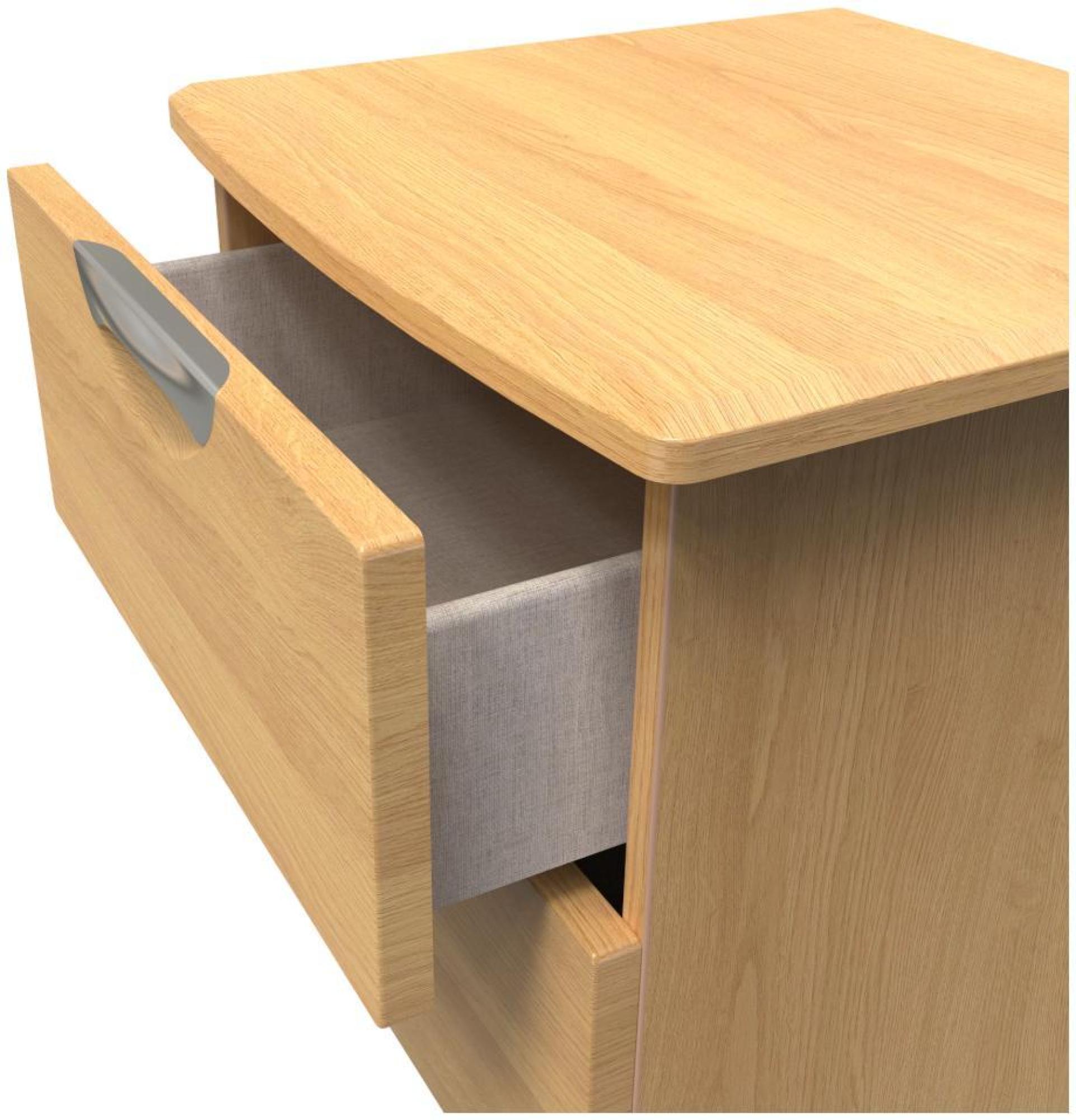 Product photograph of Flora Oak Effect 2 Drawer Bedside Cabinet from Choice Furniture Superstore.
