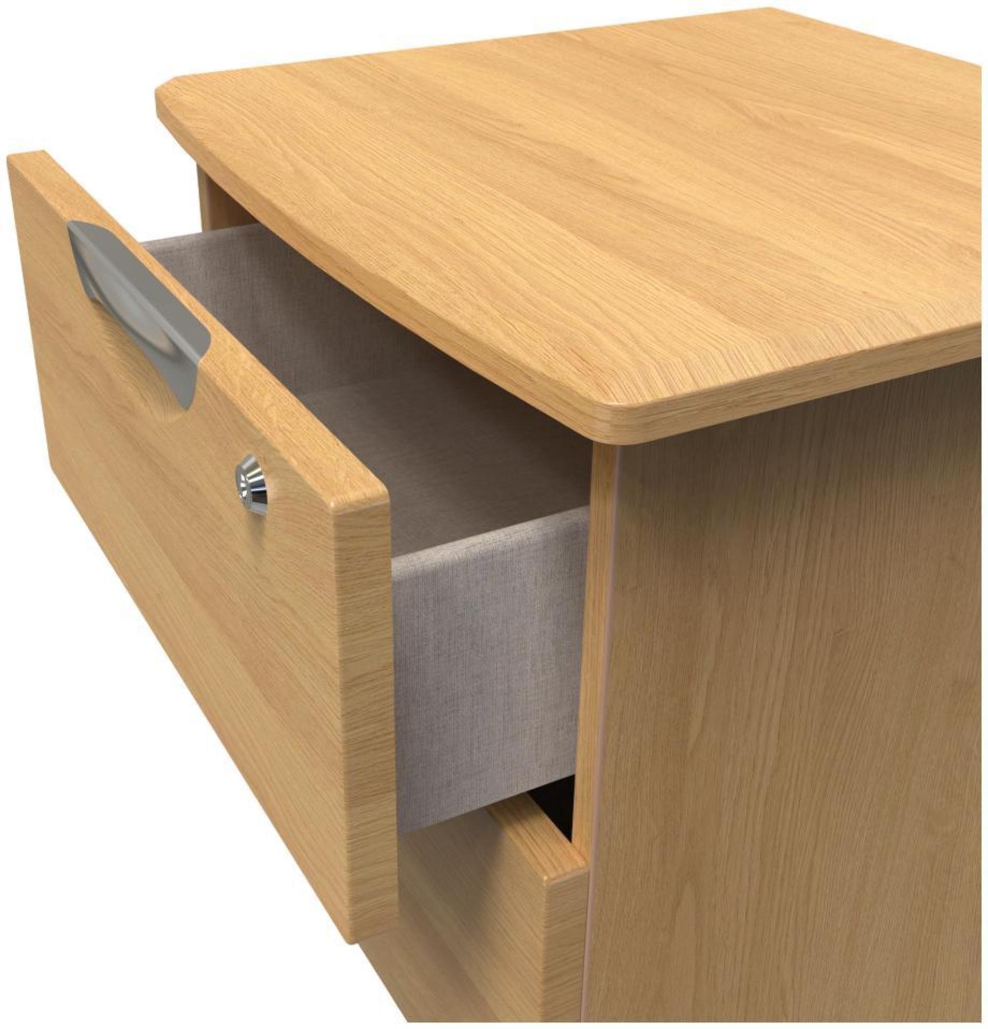 Product photograph of Flora Oak Effect 2 Drawer Bedside Cabinet With Lock from Choice Furniture Superstore.