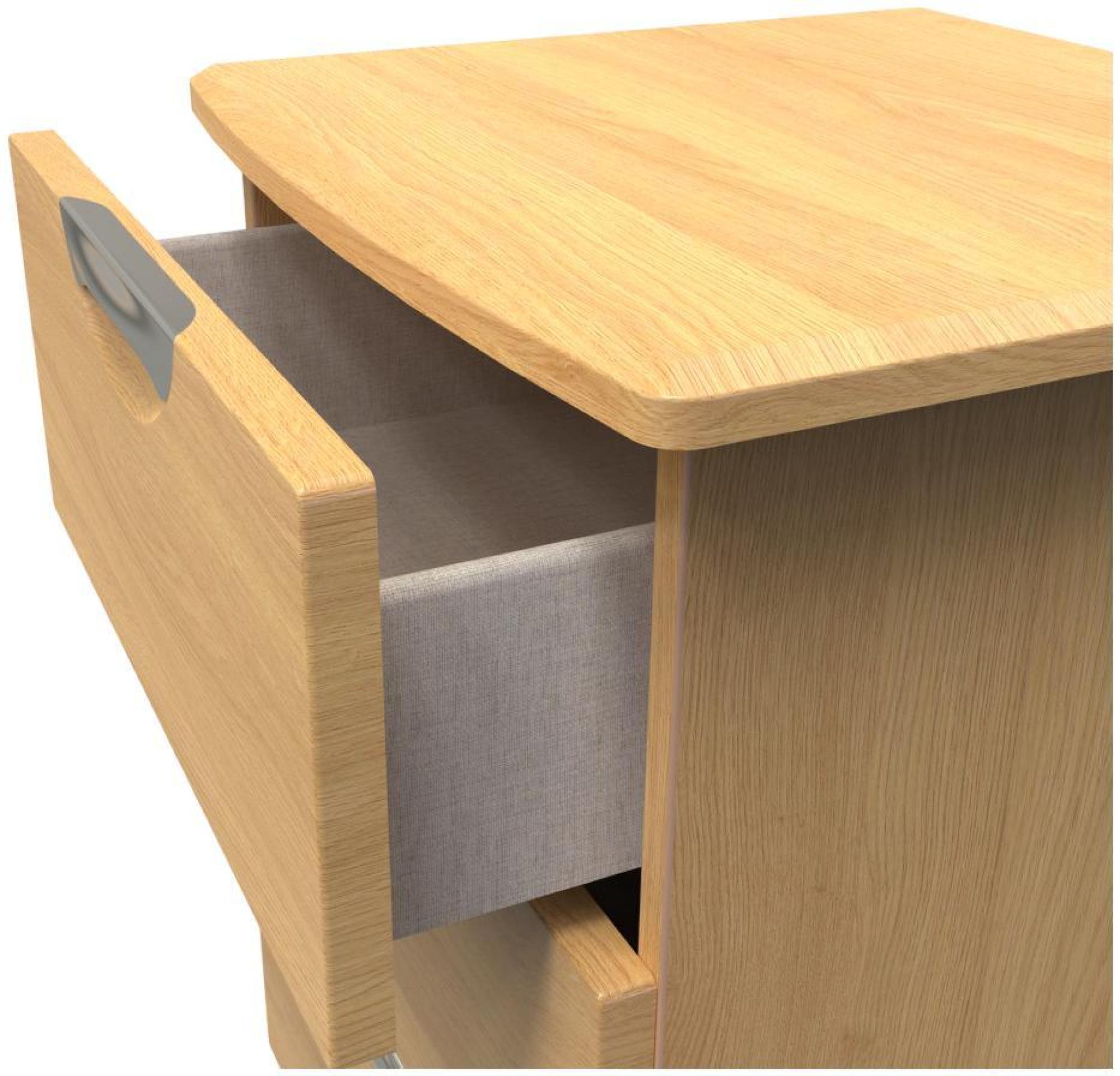 Product photograph of Flora Oak Effect 3 Drawer Beside Cabinet from Choice Furniture Superstore.