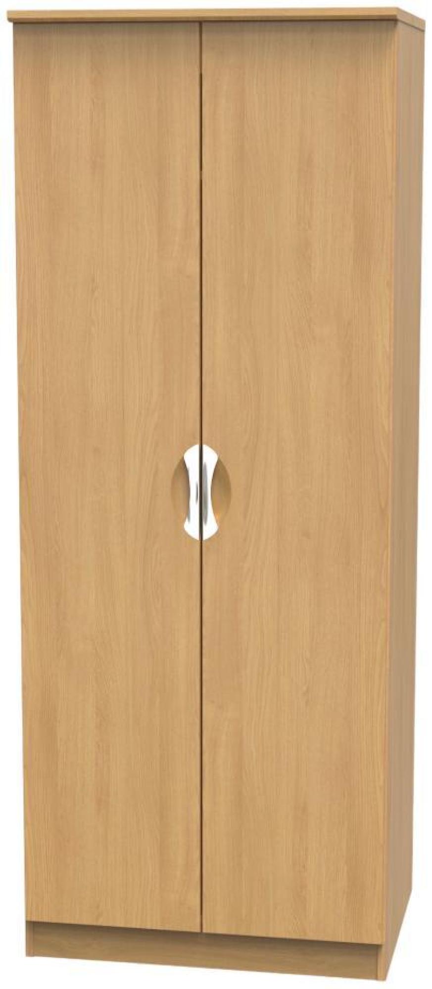 Product photograph of Flora Oak Effect 2 Door Plain Tall Wardrobe from Choice Furniture Superstore.