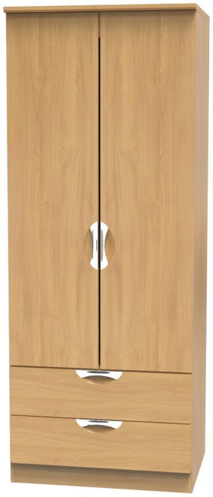 Product photograph of Flora Oak Effect 2 Door 2 Drawer Double Wardrobe from Choice Furniture Superstore.