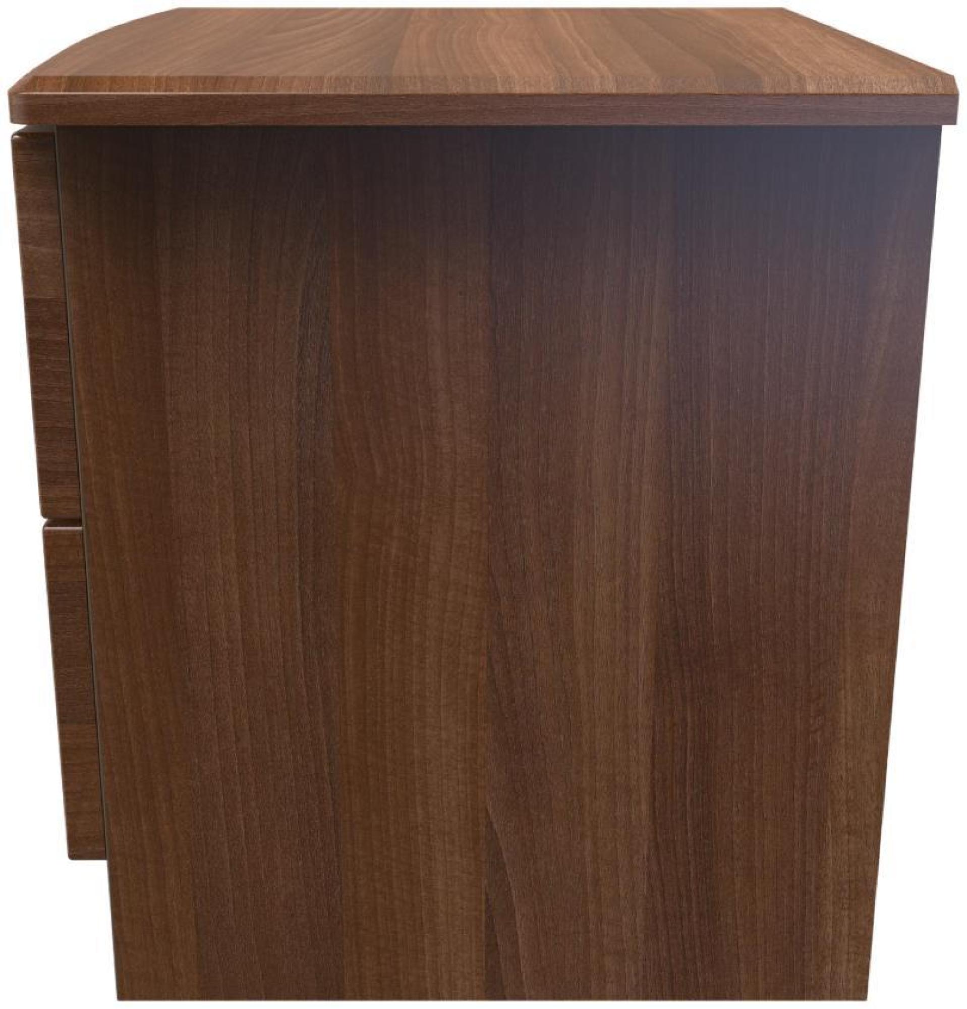 Product photograph of Flora Walnut Effect 2 Drawer Bedside Cabinet from Choice Furniture Superstore.