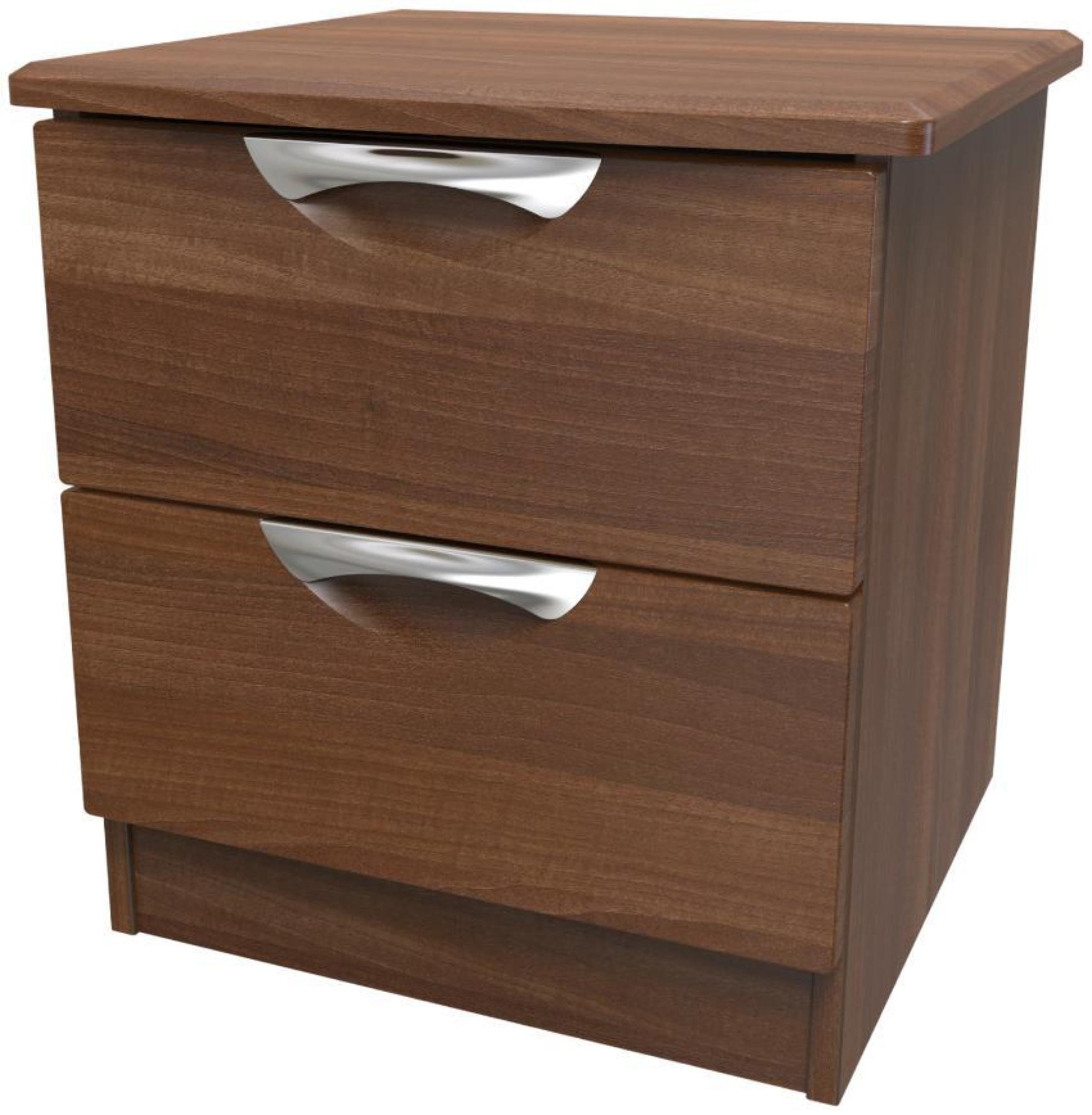 Product photograph of Flora Walnut Effect 2 Drawer Bedside Cabinet from Choice Furniture Superstore.