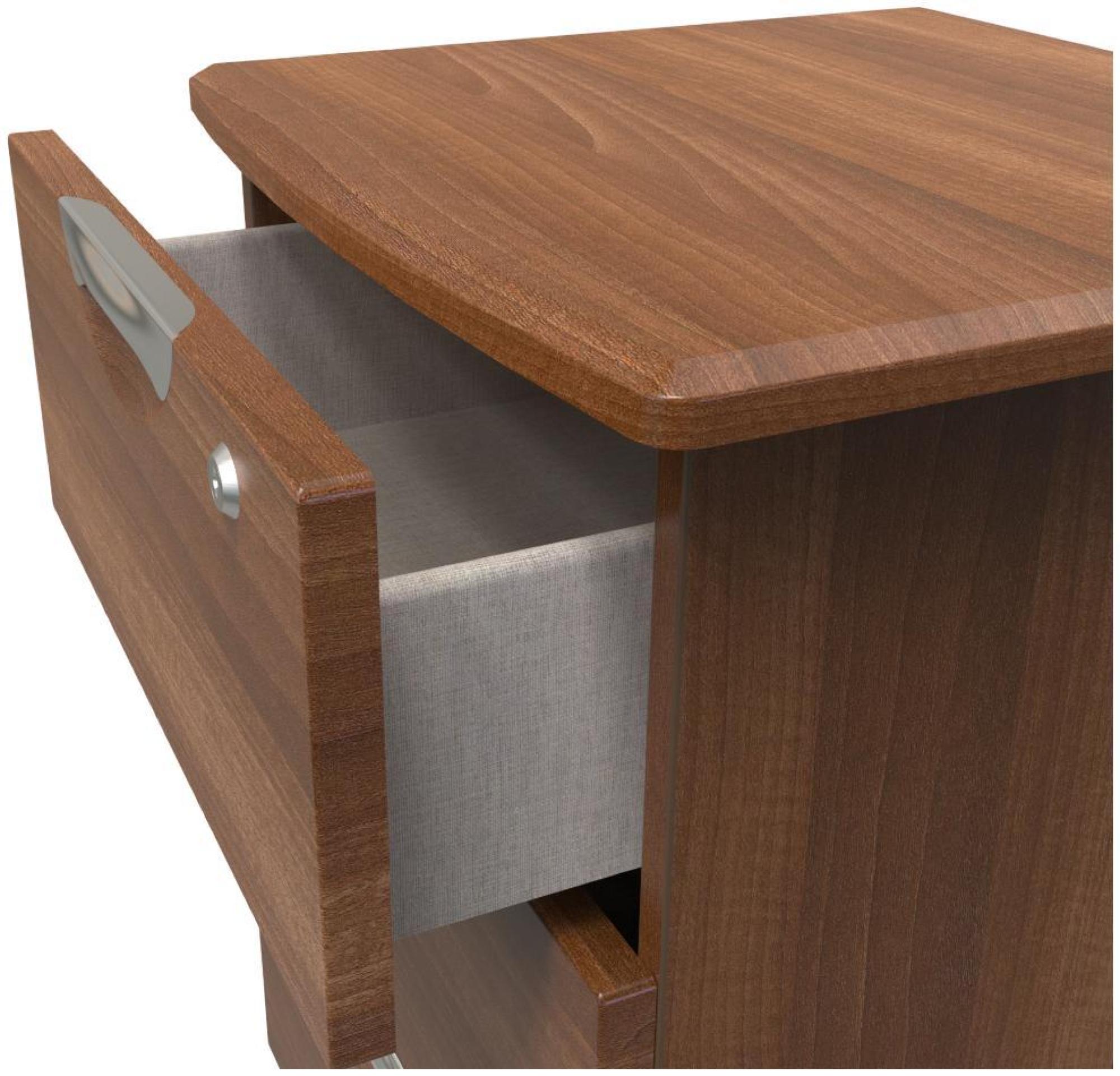 Product photograph of Flora Walnut Effect 3 Drawer Bedside Cabinet With Lock from Choice Furniture Superstore.