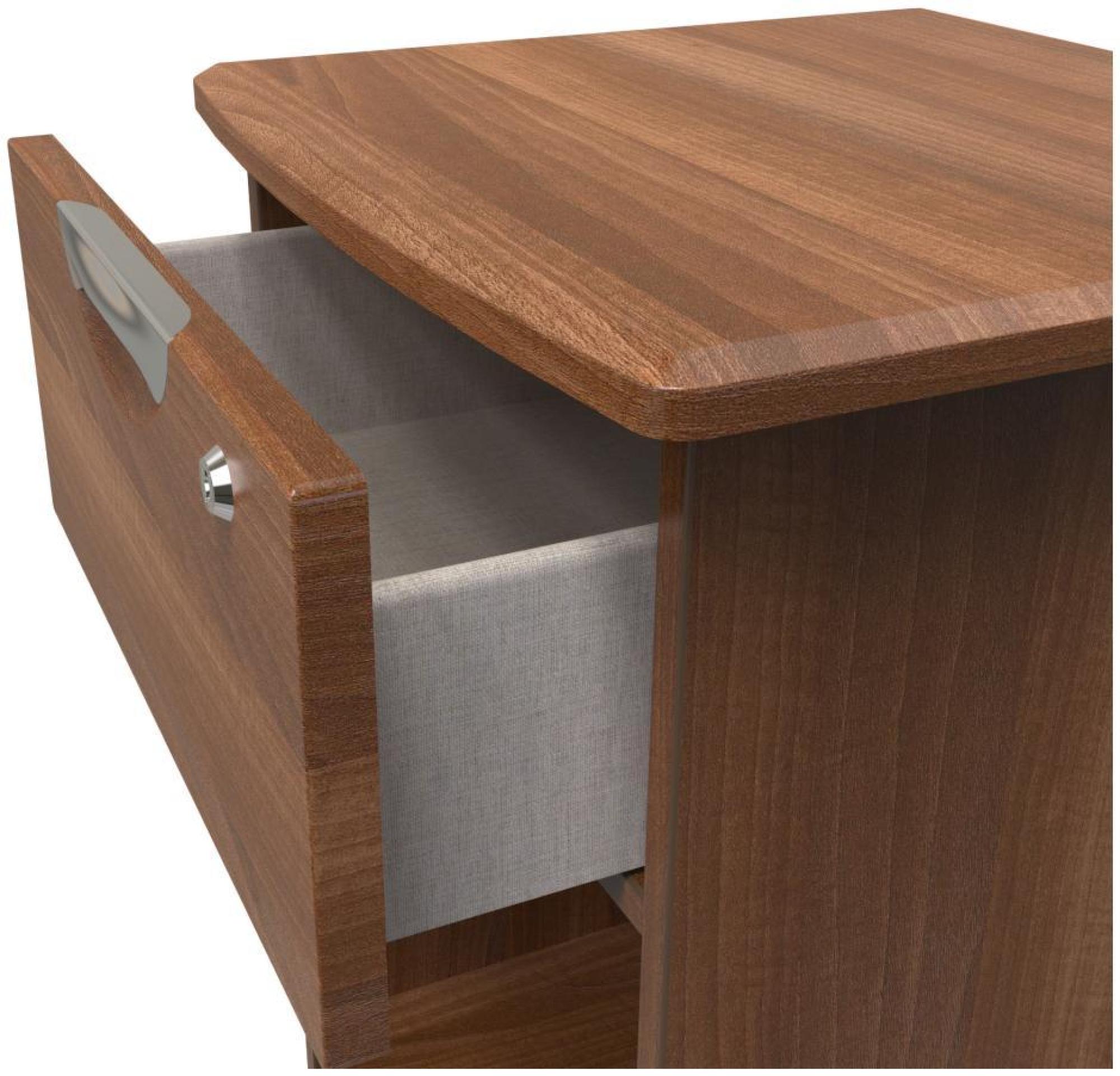 Product photograph of Flora Walnut Effect 1 Drawer Bedside Table With Lock from Choice Furniture Superstore.