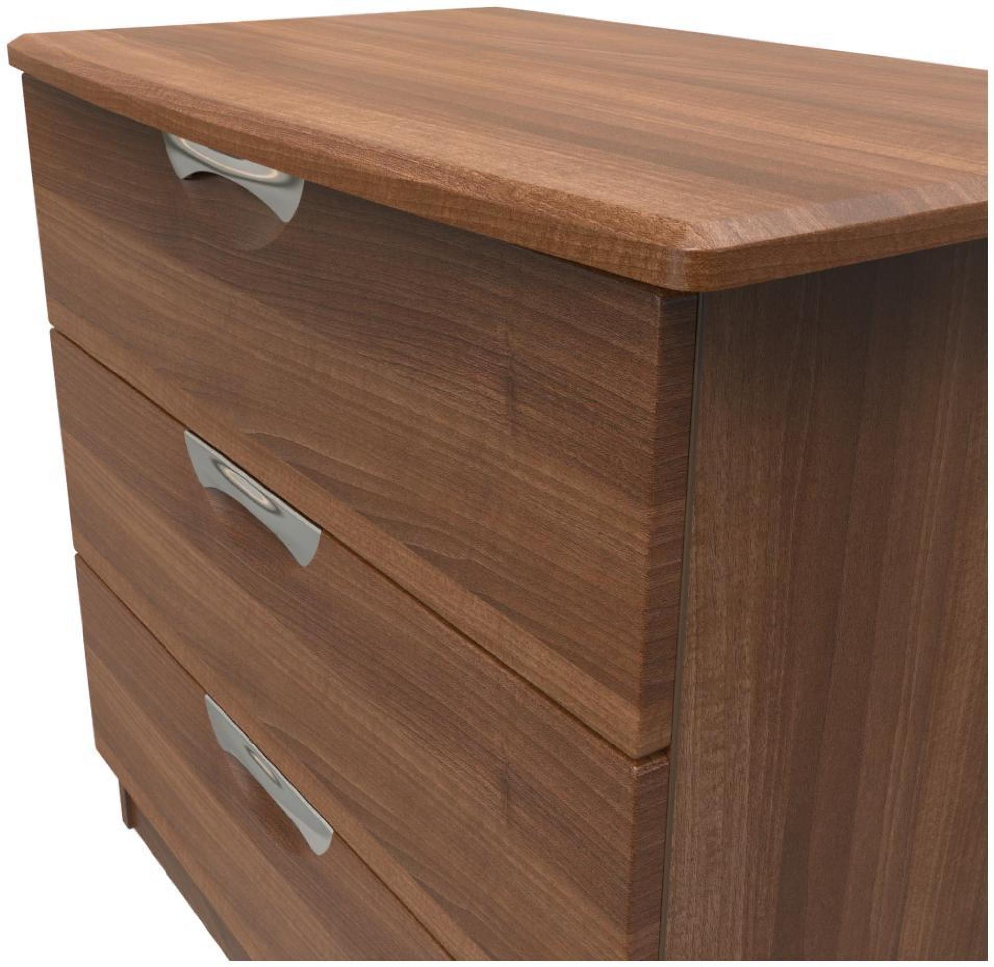 Product photograph of Flora Walnut Effect 3 Drawer Small Chest from Choice Furniture Superstore.