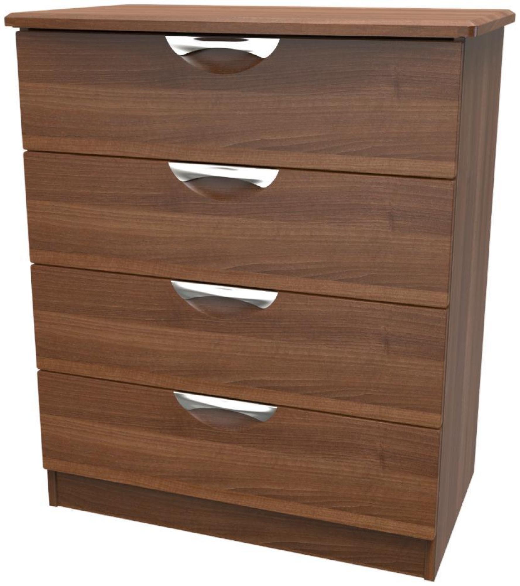 Product photograph of Flora Walnut Effect 4 Drawer Chest from Choice Furniture Superstore.