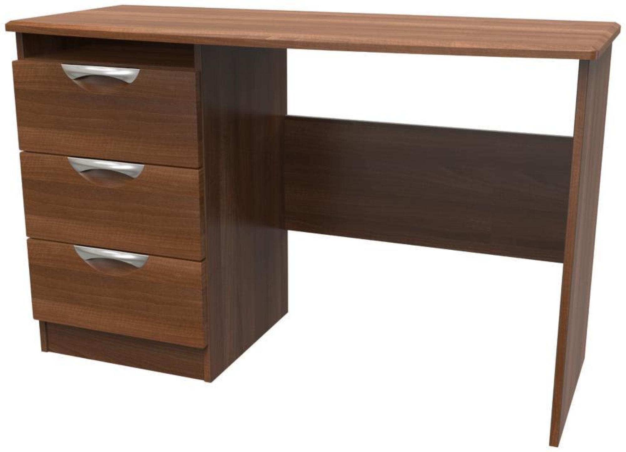 Product photograph of Flora Walnut Effect 3 Drawer Desk from Choice Furniture Superstore.