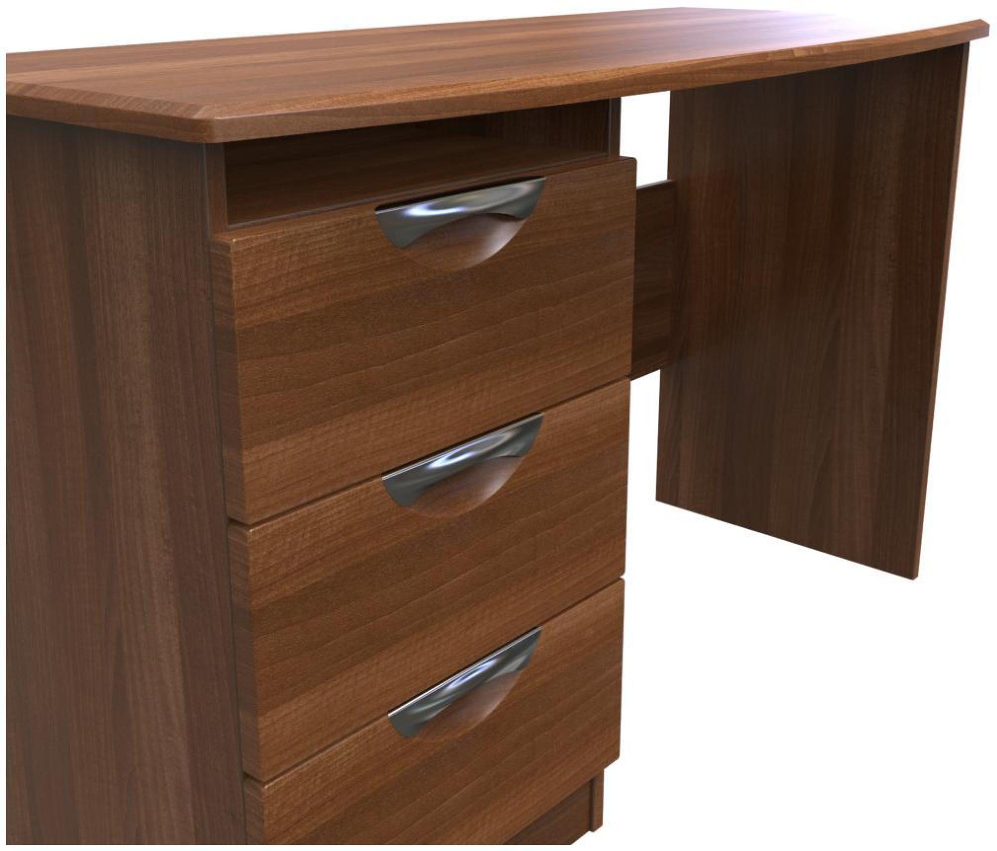 Product photograph of Flora Walnut Effect 3 Drawer Desk from Choice Furniture Superstore.