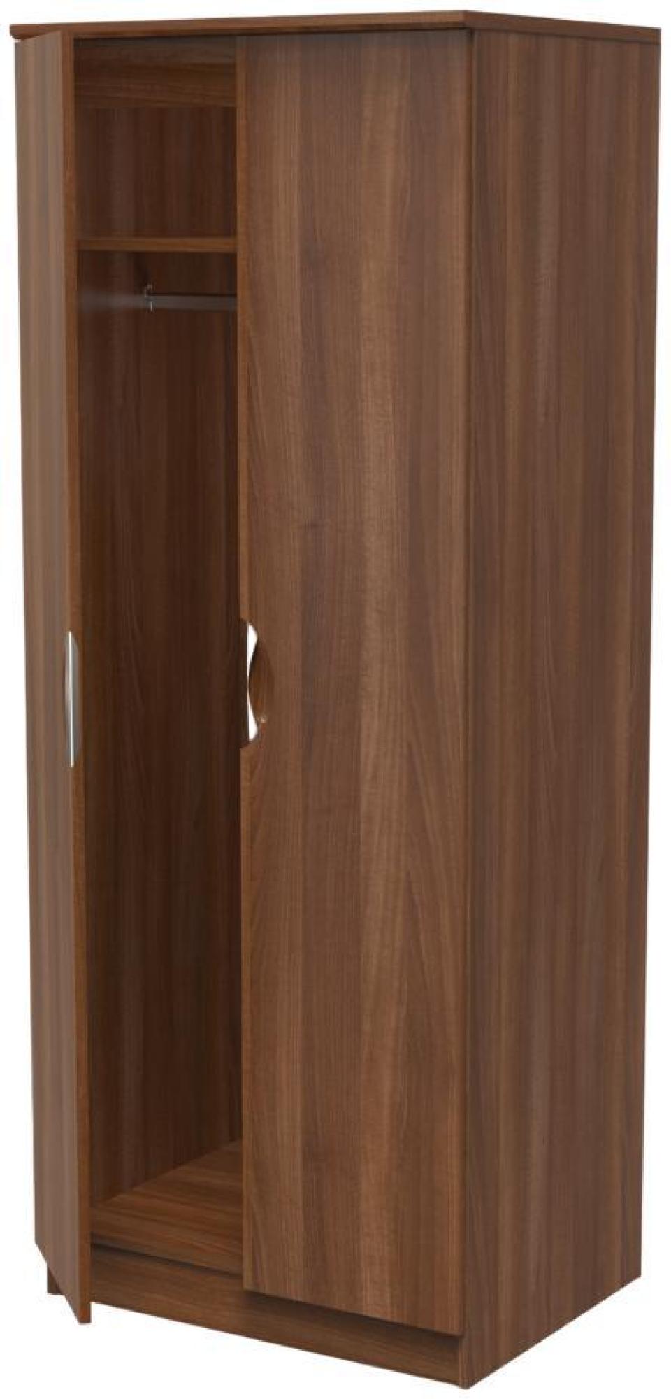 Product photograph of Flora Walnut Effect 2 Door Plain Tall Wardrobe from Choice Furniture Superstore.