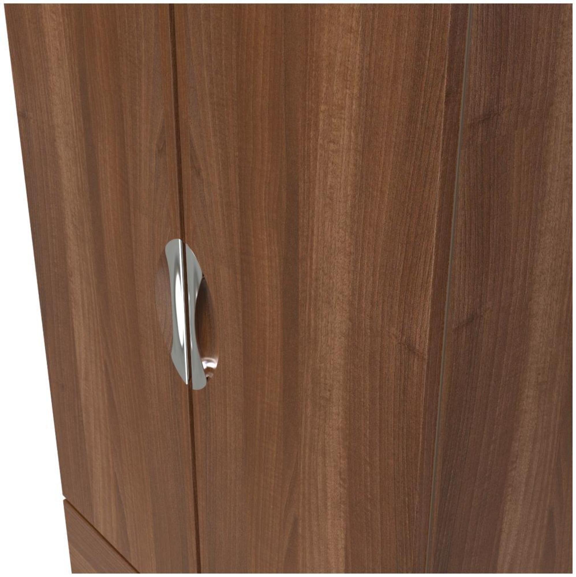 Product photograph of Flora Walnut Effect 2 Door 2 Drawer Double Wardrobe from Choice Furniture Superstore.