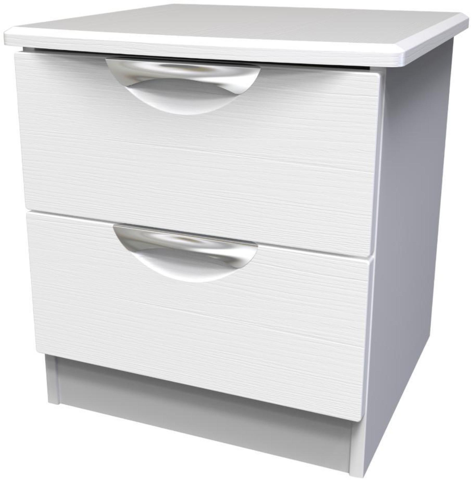 Product photograph of Flora White 2 Drawer Bedside Cabinet from Choice Furniture Superstore.