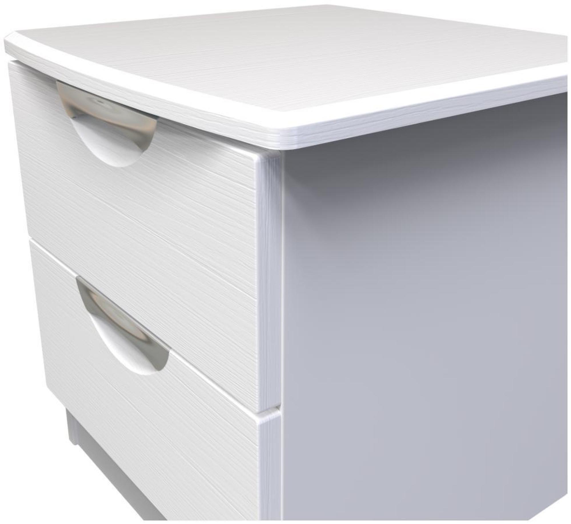 Product photograph of Flora White 2 Drawer Bedside Cabinet from Choice Furniture Superstore.