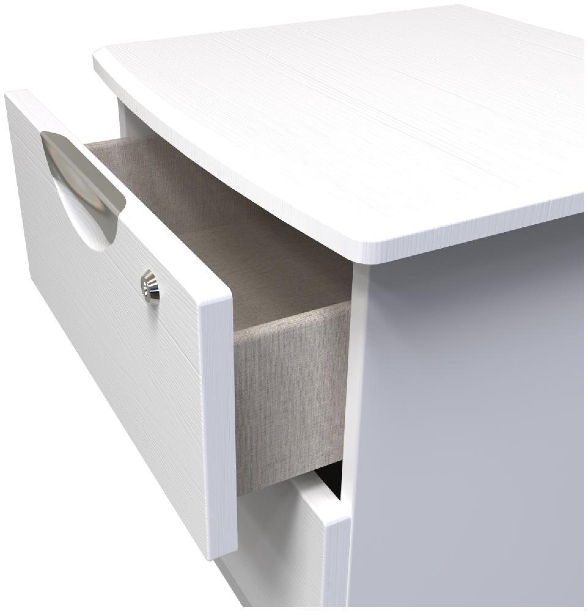 Product photograph of Flora White 2 Drawer Bedside Cabinet With Lock from Choice Furniture Superstore.