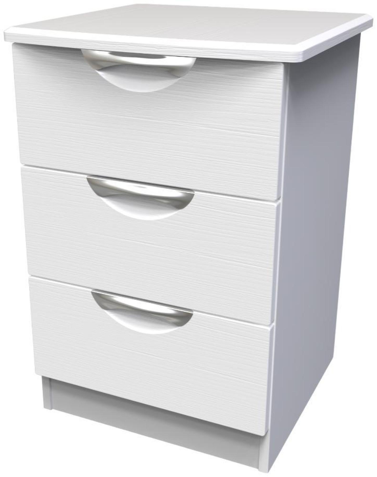 Product photograph of Flora White 3 Drawer Beside Cabinet from Choice Furniture Superstore.