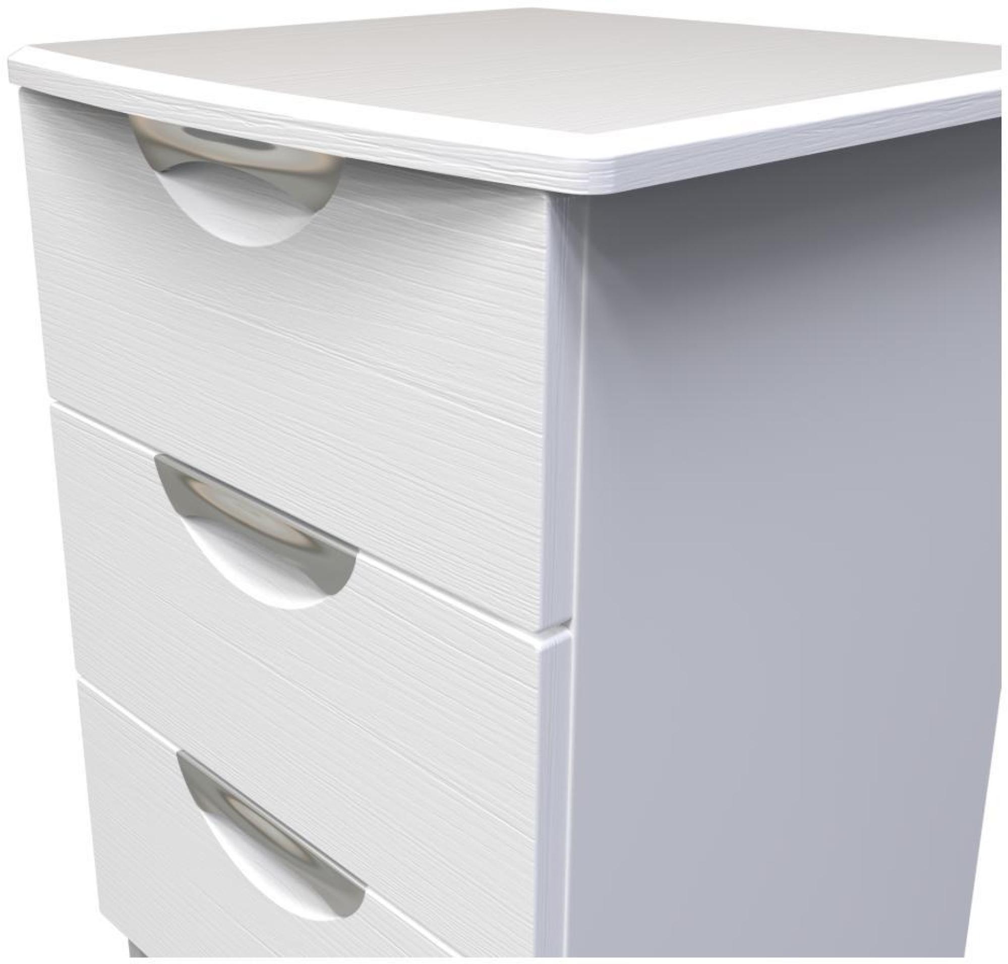 Product photograph of Flora White 3 Drawer Beside Cabinet from Choice Furniture Superstore.
