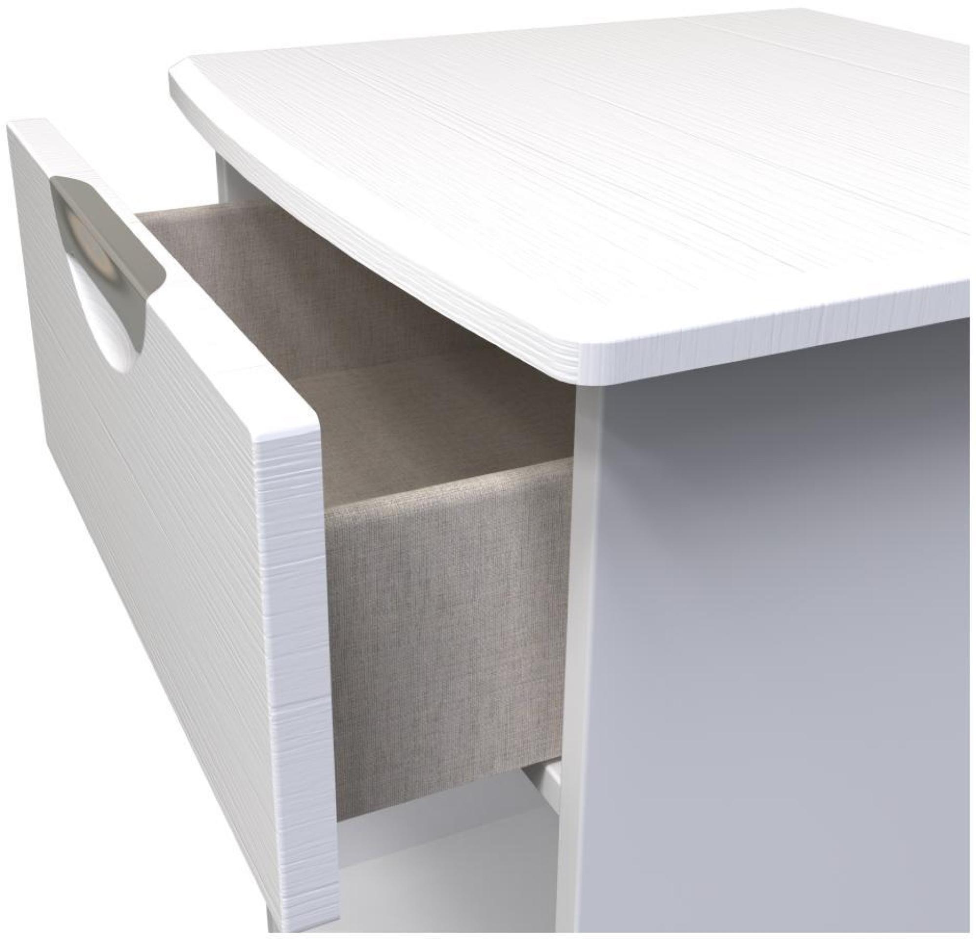 Product photograph of Flora White 1 Drawer Bedside Cabinet from Choice Furniture Superstore.