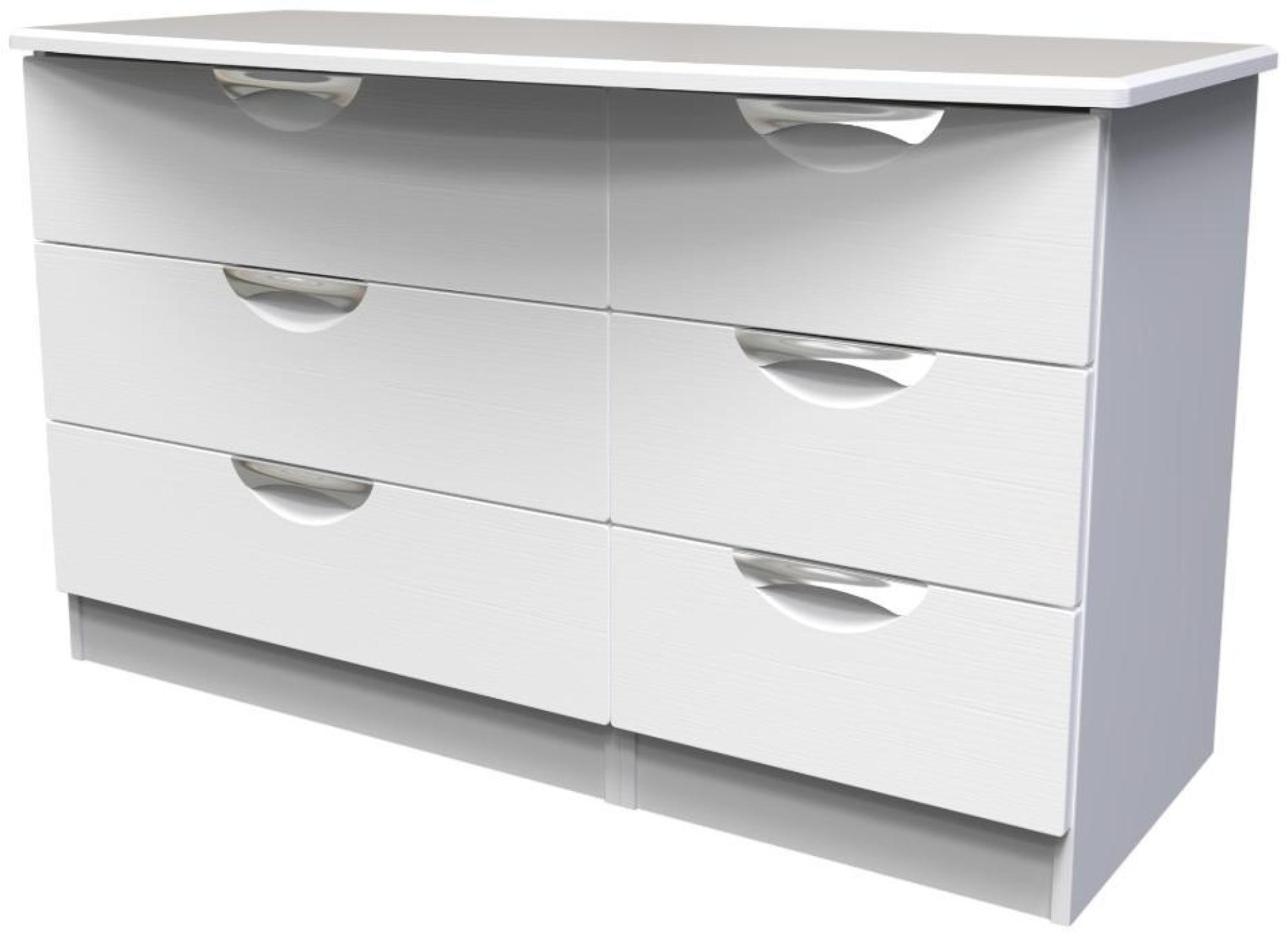 Product photograph of Flora White 6 Drawer Midi Dresser from Choice Furniture Superstore.
