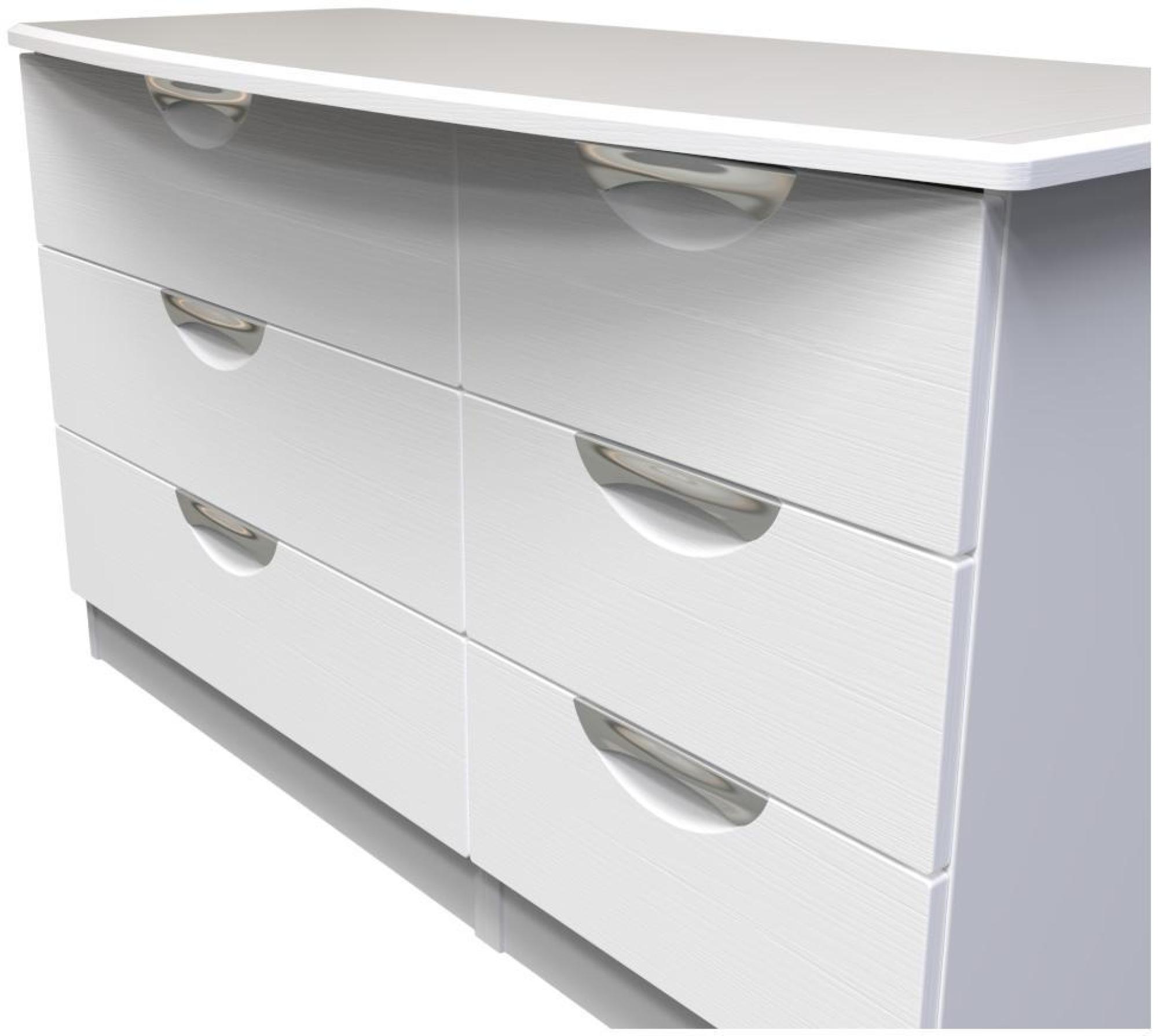 Product photograph of Flora White 6 Drawer Midi Dresser from Choice Furniture Superstore.