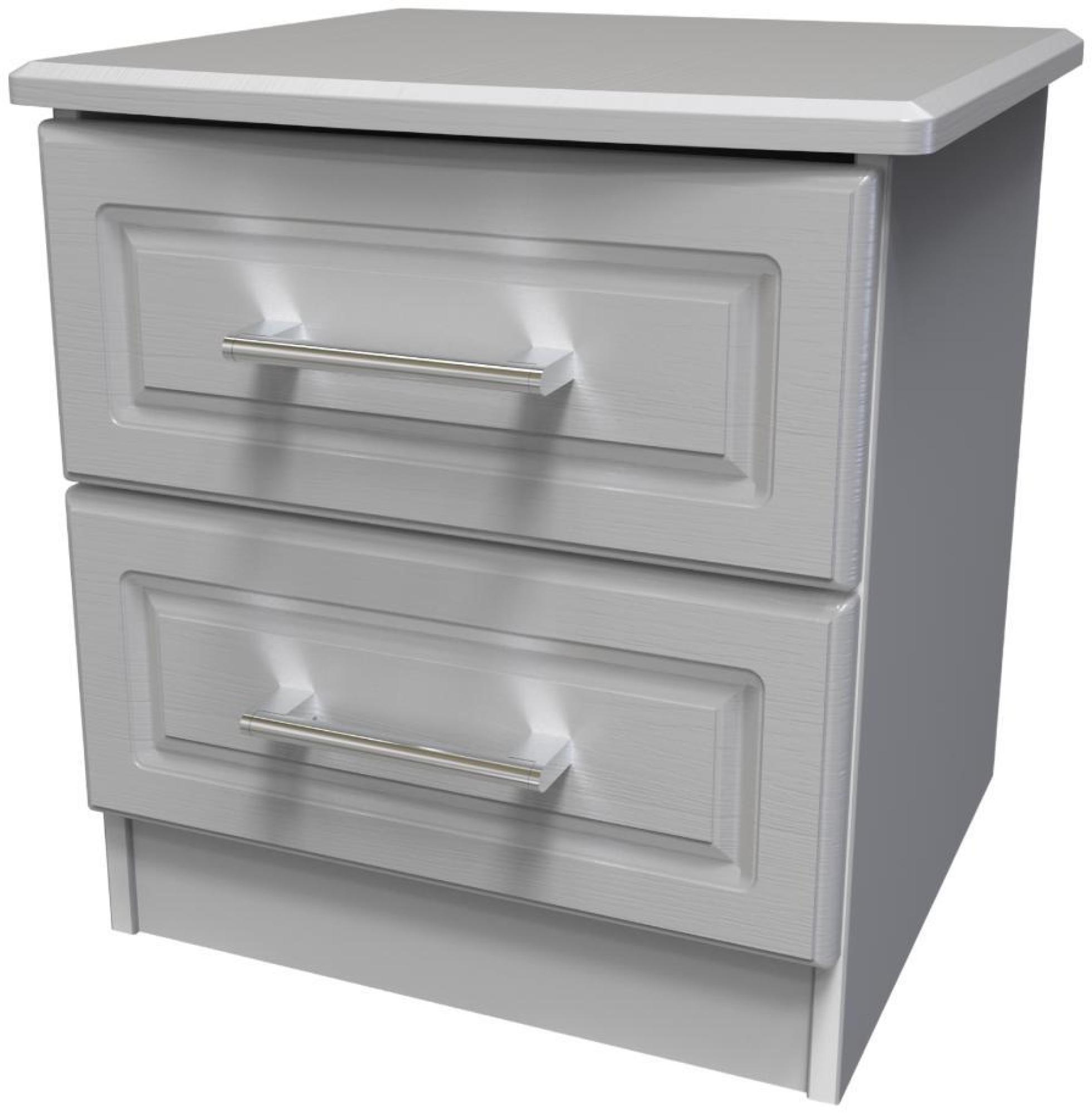 Product photograph of Gina Grey Ash 2 Drawer Bedside Cabinet from Choice Furniture Superstore.