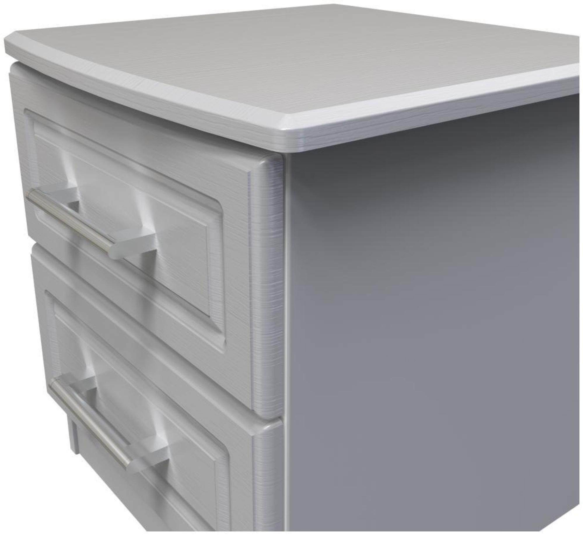 Product photograph of Gina Grey Ash 2 Drawer Bedside Cabinet from Choice Furniture Superstore.