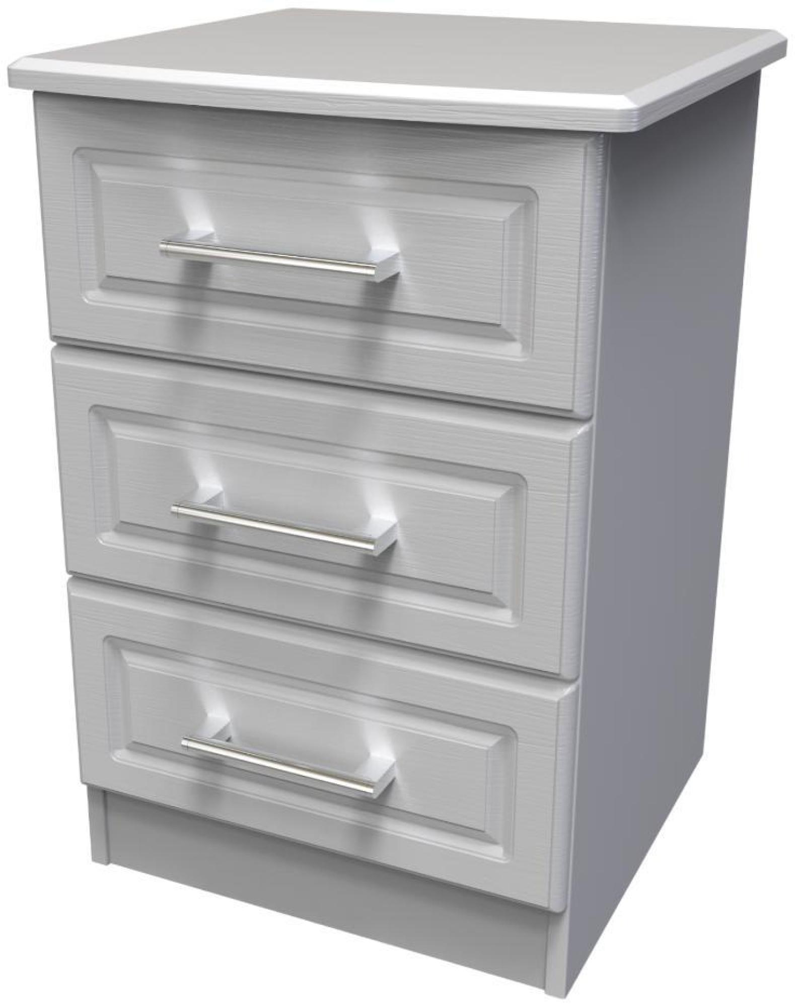 Product photograph of Gina Grey Ash 3 Drawer Beside Cabinet from Choice Furniture Superstore.
