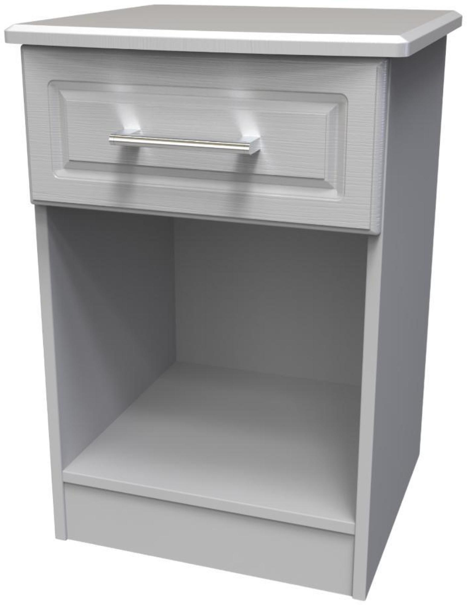 Product photograph of Gina Grey Ash 1 Drawer Bedside Cabinet from Choice Furniture Superstore.