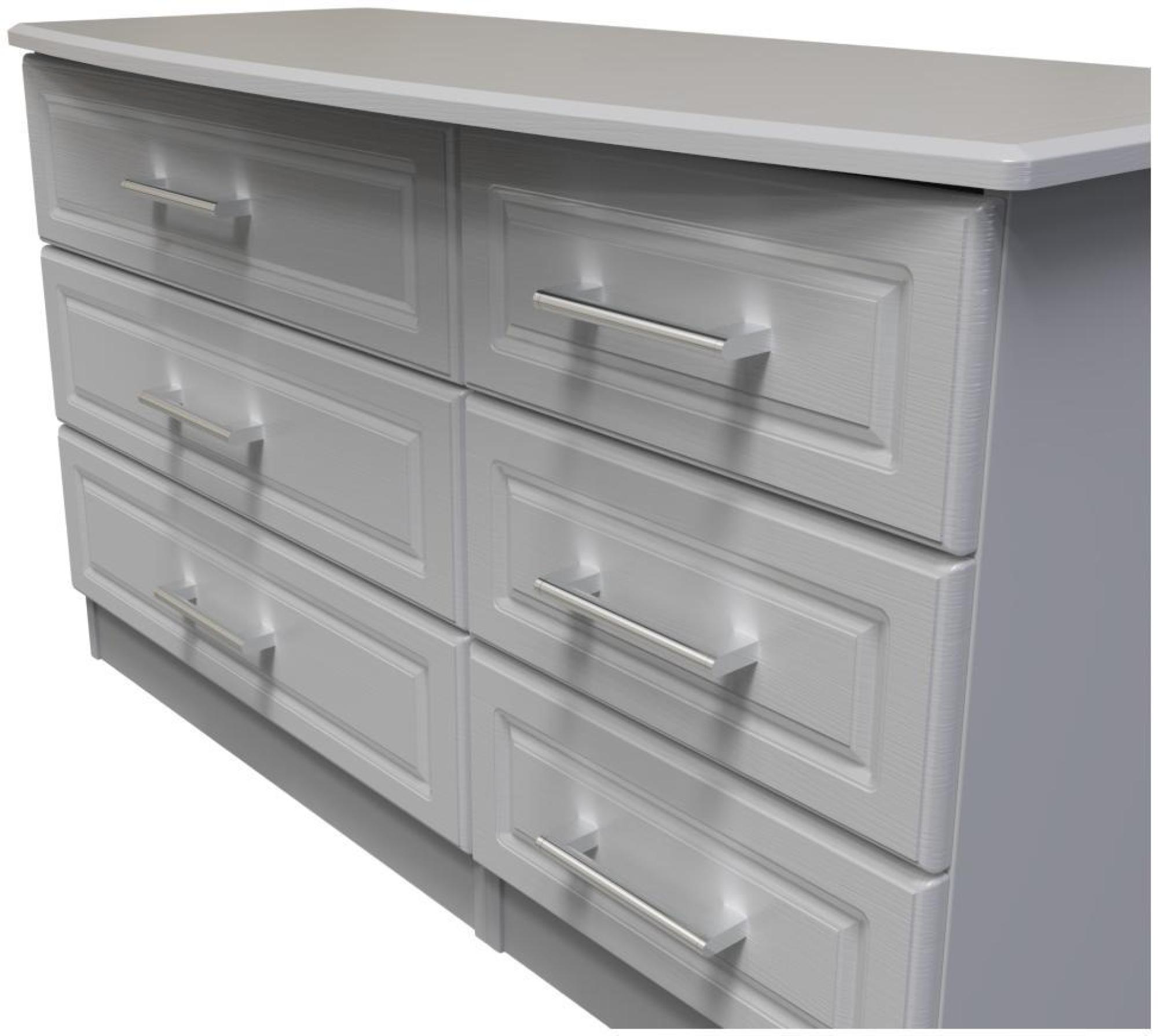 Product photograph of Gina Grey Ash 6 Drawer Midi Dresser from Choice Furniture Superstore.