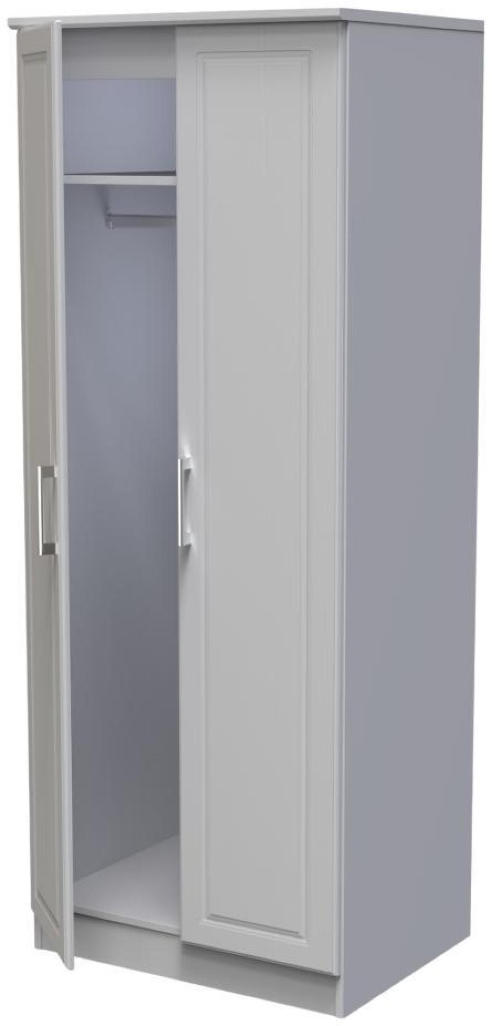 Product photograph of Gina Grey Ash 2 Door Plain Tall Wardrobe from Choice Furniture Superstore.