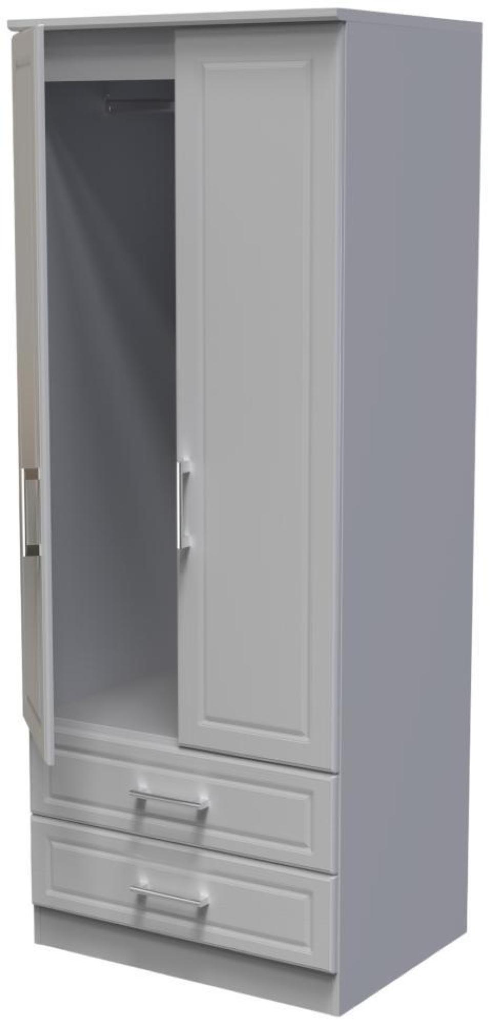 Product photograph of Gina Grey Ash 2 Door 2 Drawer Double Wardrobe from Choice Furniture Superstore.