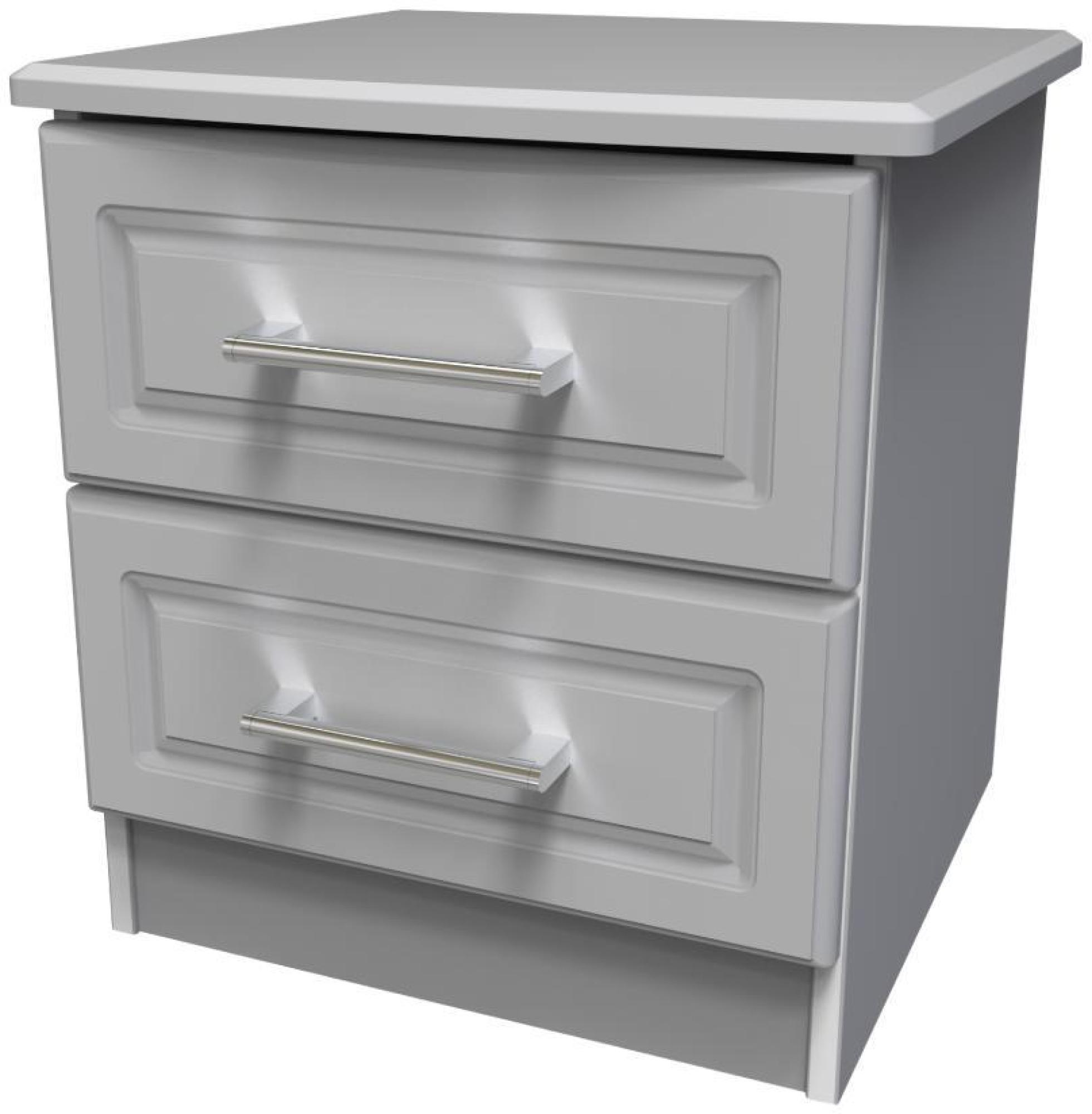 Product photograph of Gina Grey 2 Drawer Bedside Cabinet from Choice Furniture Superstore.