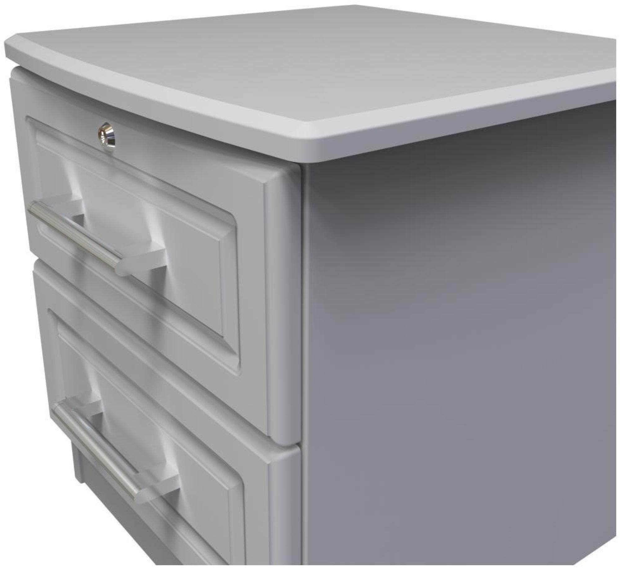 Product photograph of Gina Grey 2 Drawer Bedside Cabinet With Lock from Choice Furniture Superstore.